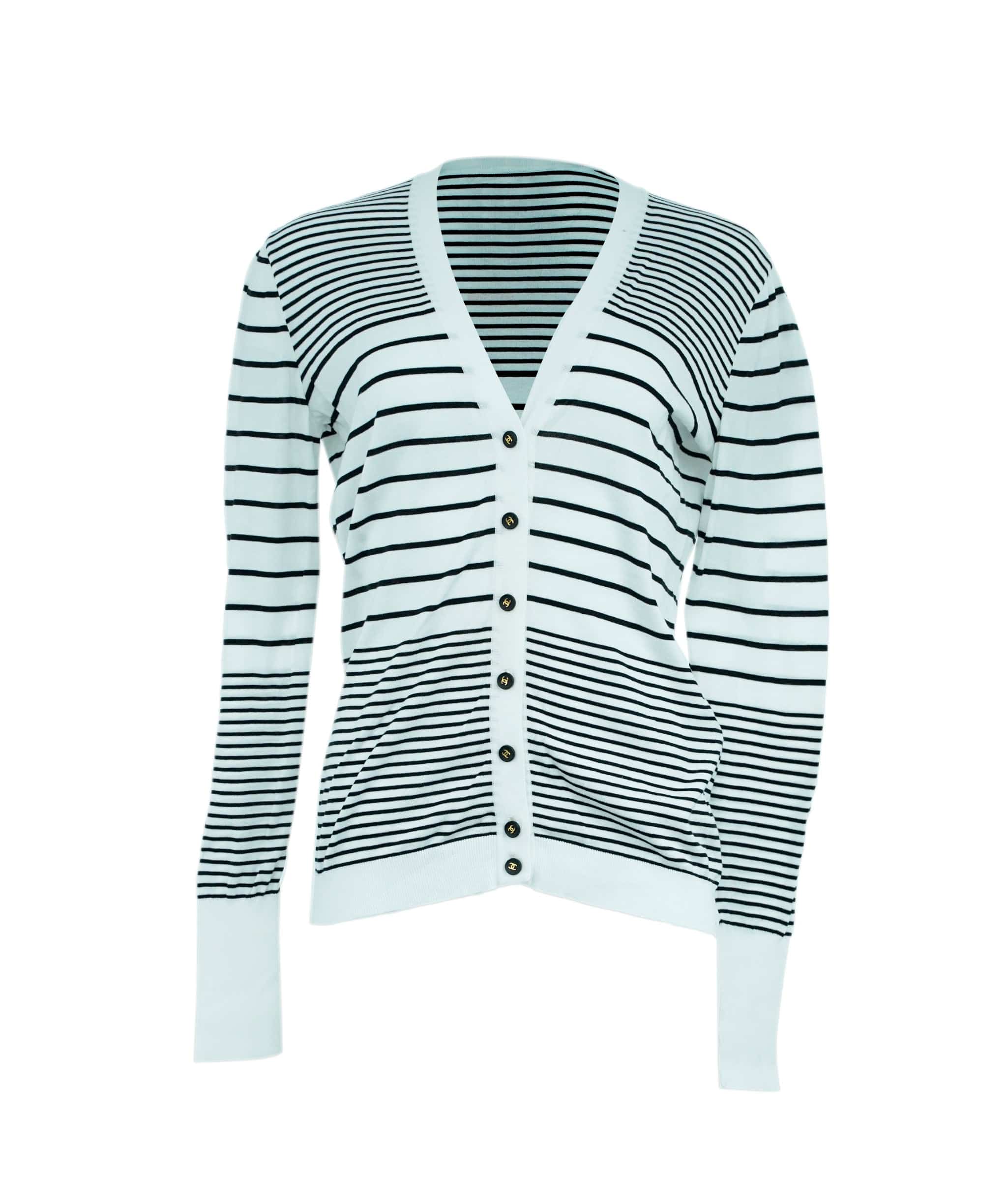 Chanel Chanel CC Button Stripe Cardigan ASL6549