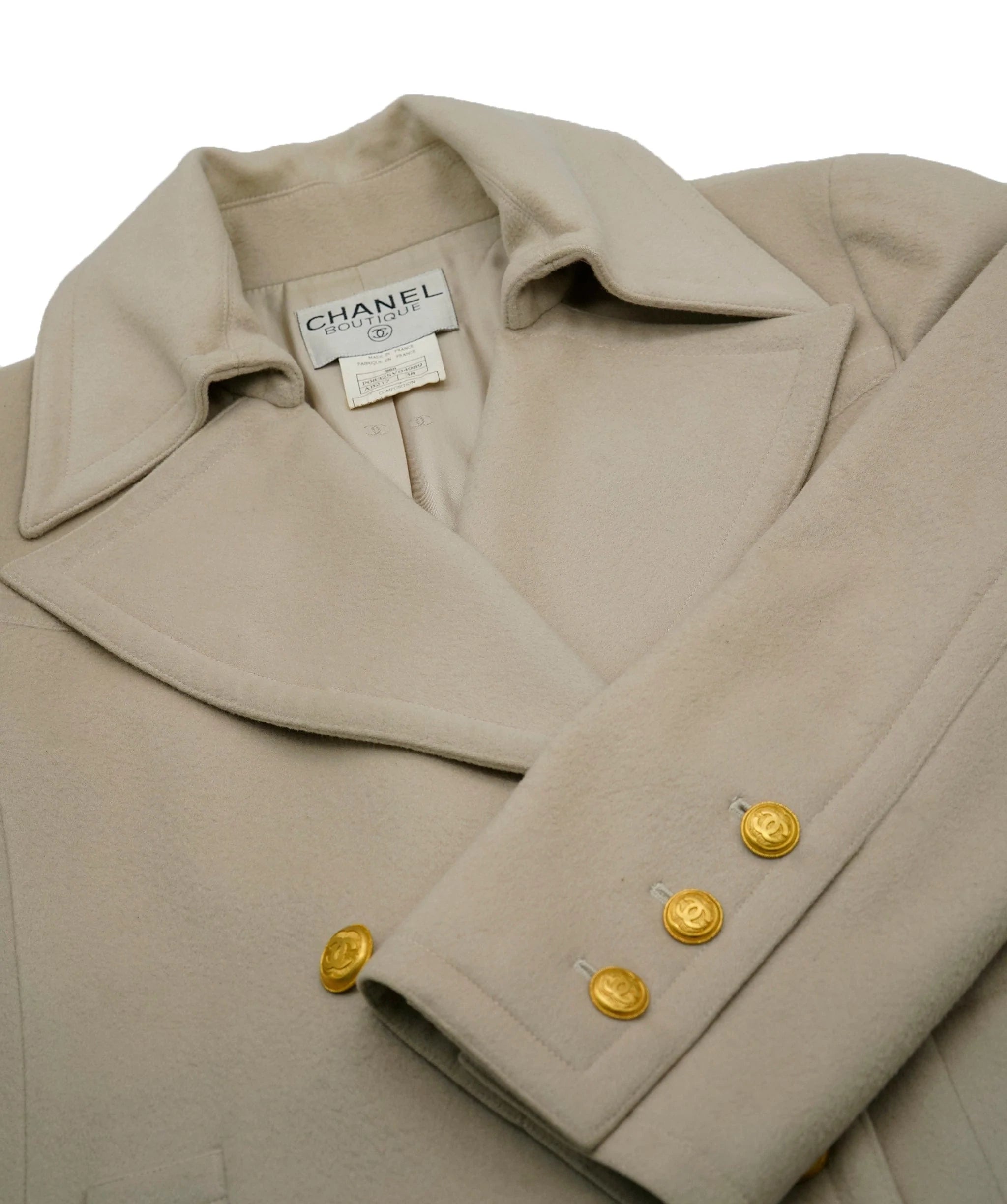 Chanel Chanel CC Buttons Cashmere Coat Light Beige ASL5401