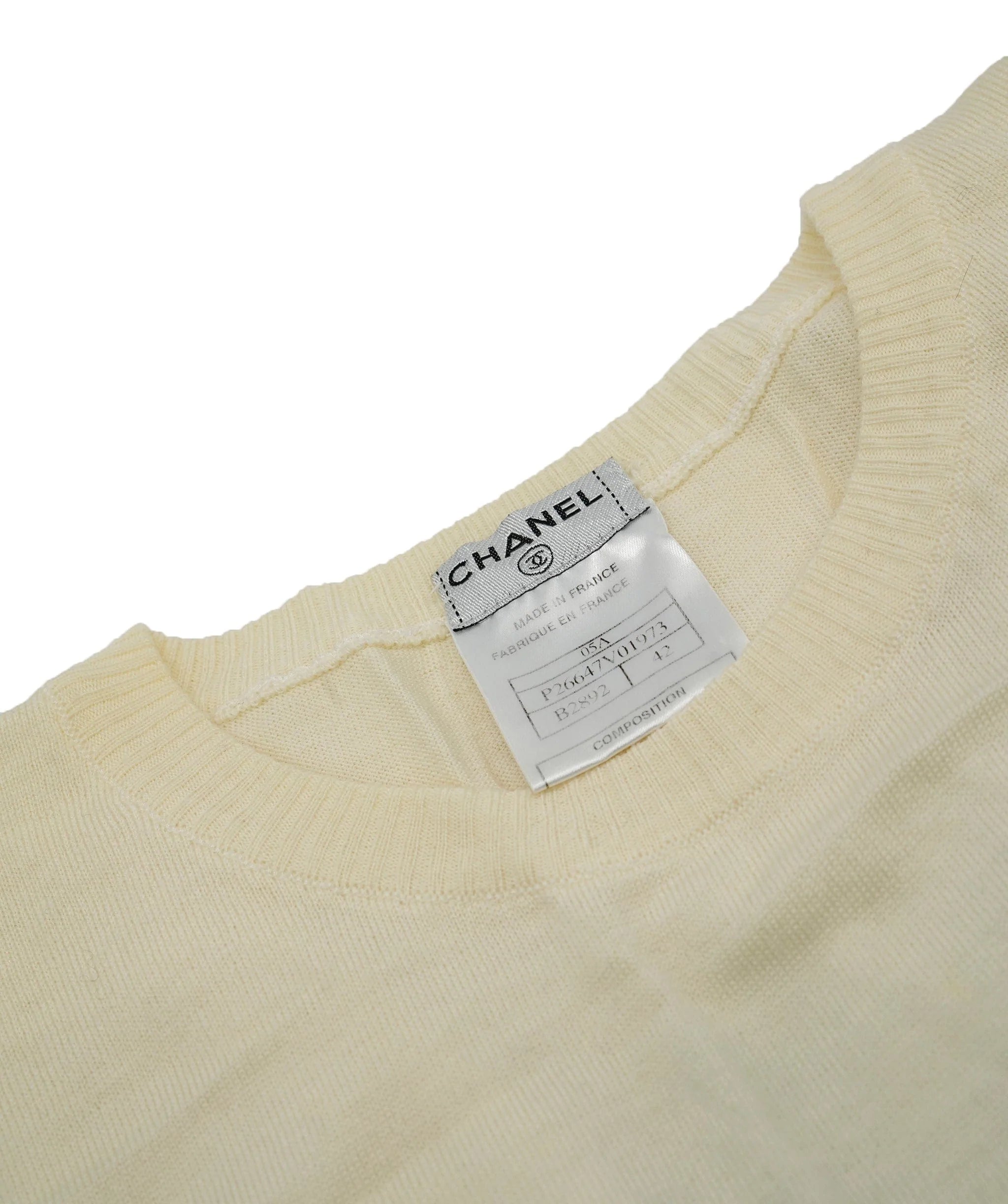 Chanel Chanel CC Pocket Cashmere Top Ivory ASL5395