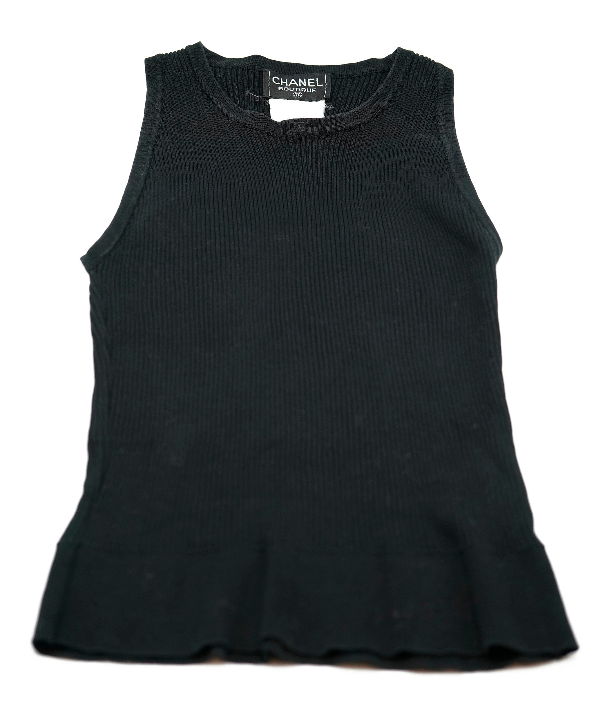 Chanel Chanel CC Stitch Rib Tank Black ASL5769