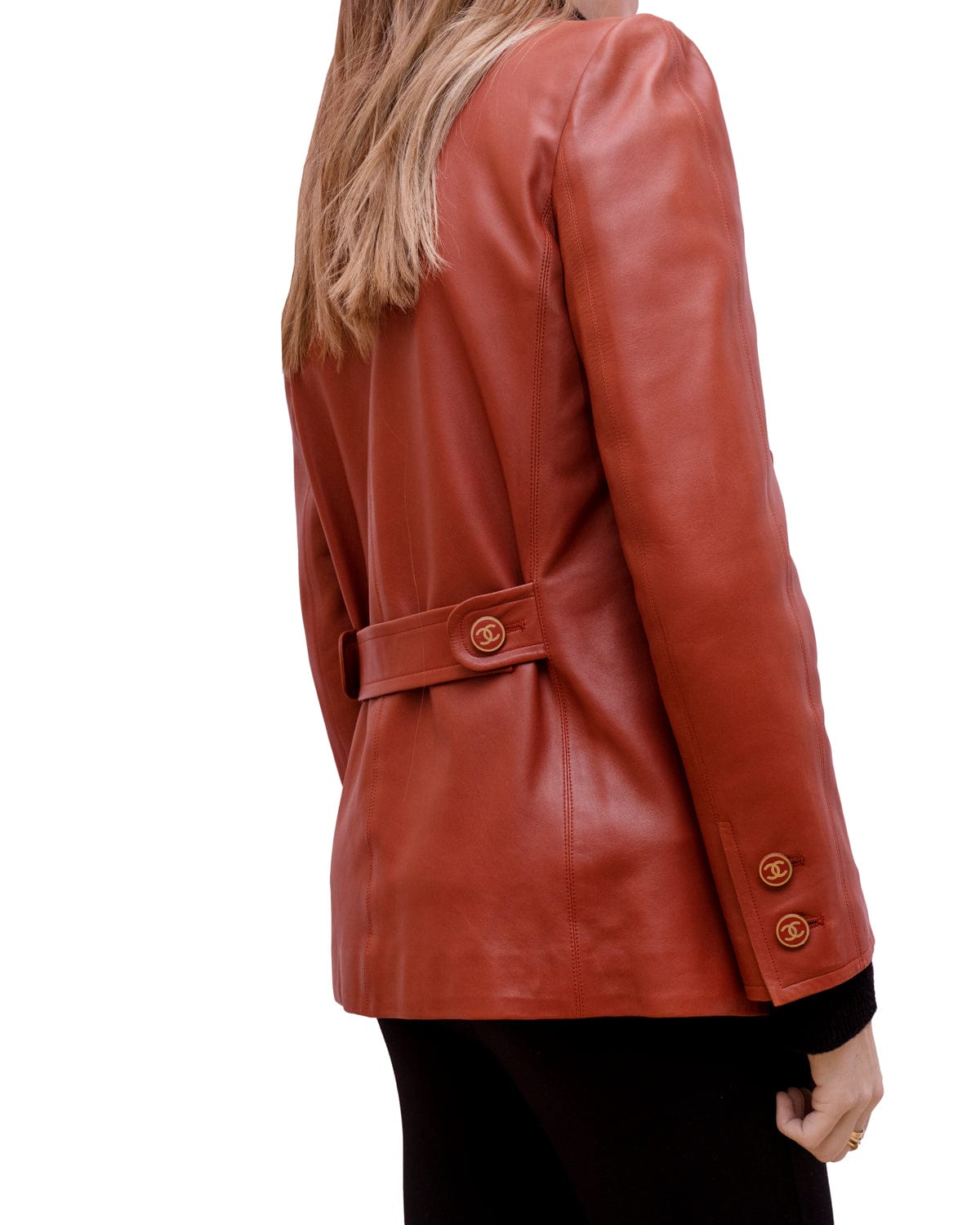 Chanel Chanel Cognac Lamb Leather Blazer Jacket - ASL1916