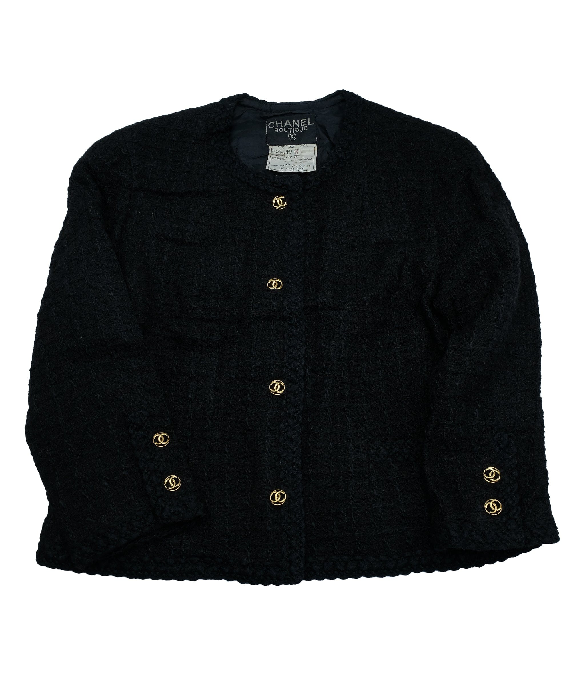 Chanel Chanel Collarless Jacket Black #44 ASL7446