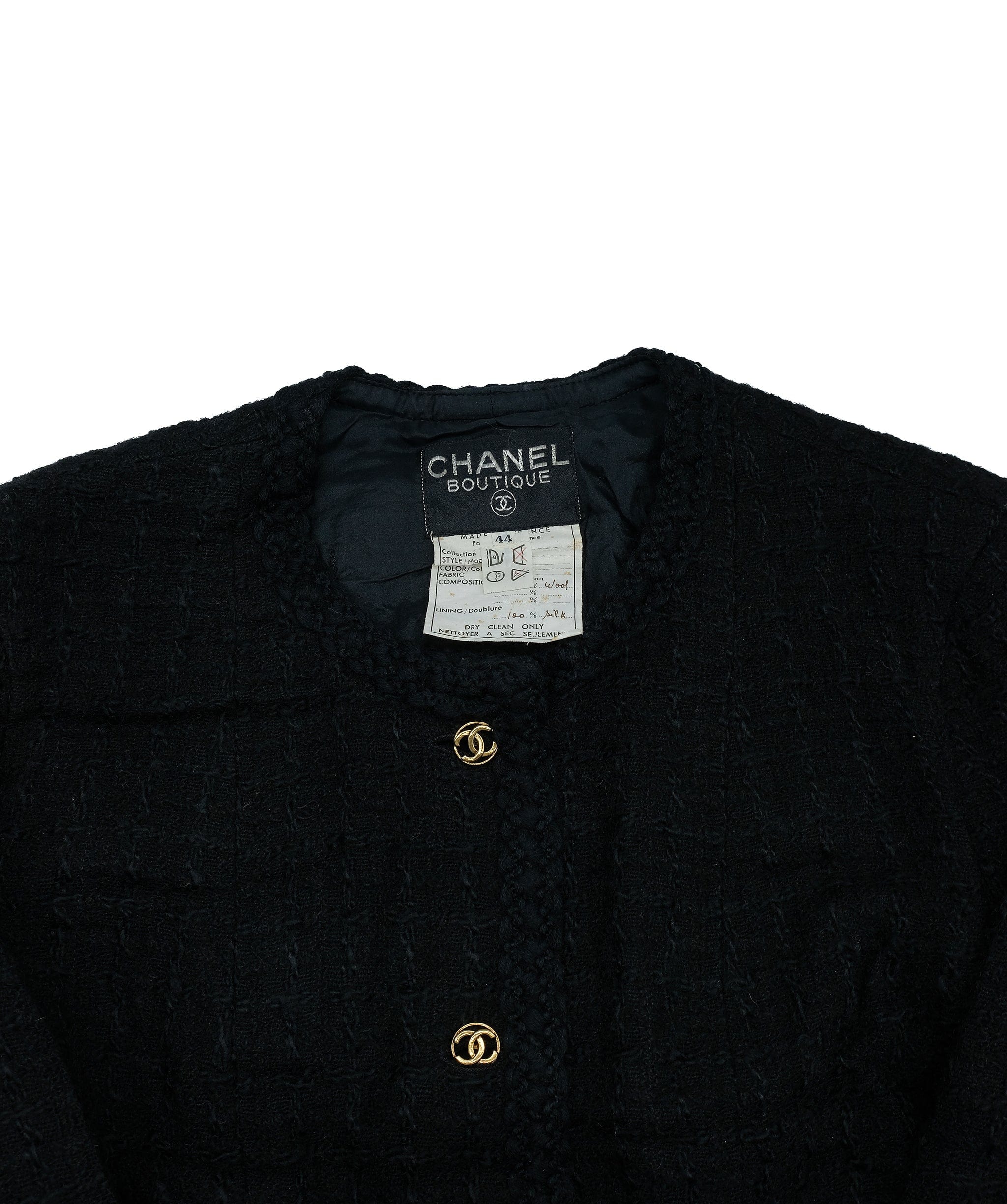 Chanel Chanel Collarless Jacket Black #44 ASL7446