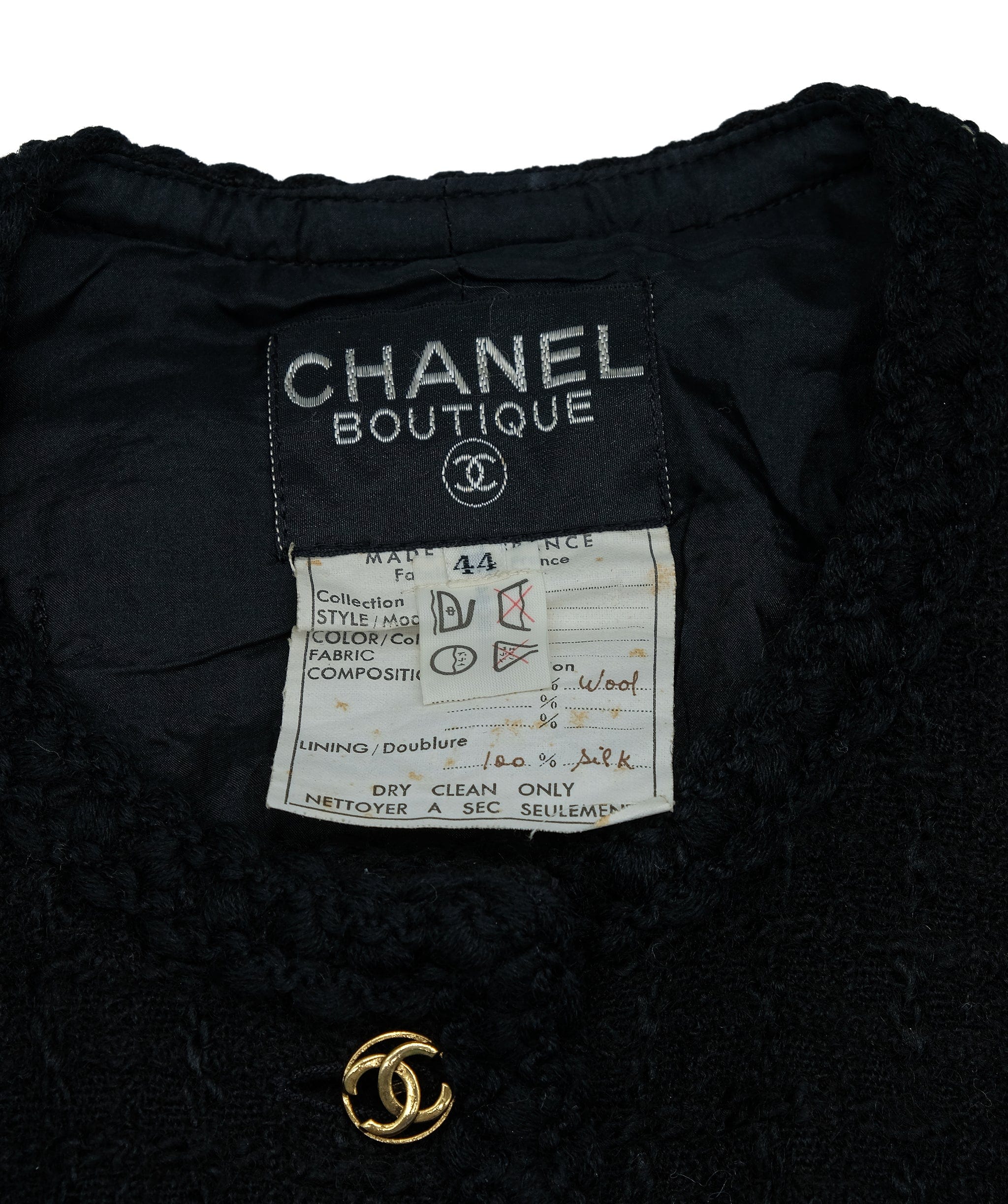 Chanel Chanel Collarless Jacket Black #44 ASL7446