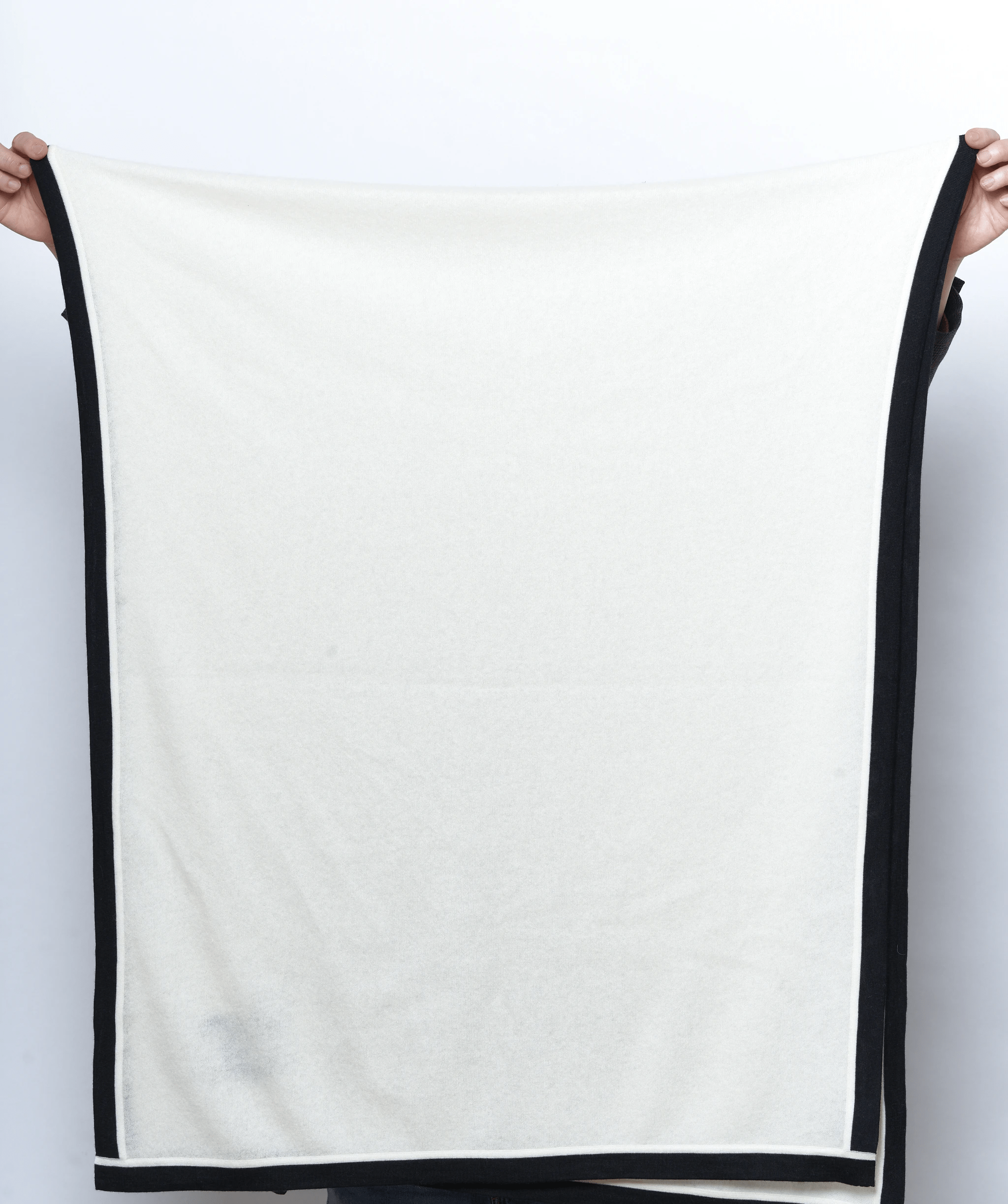 Chanel Chanel cream cashmere shawl with black trimming