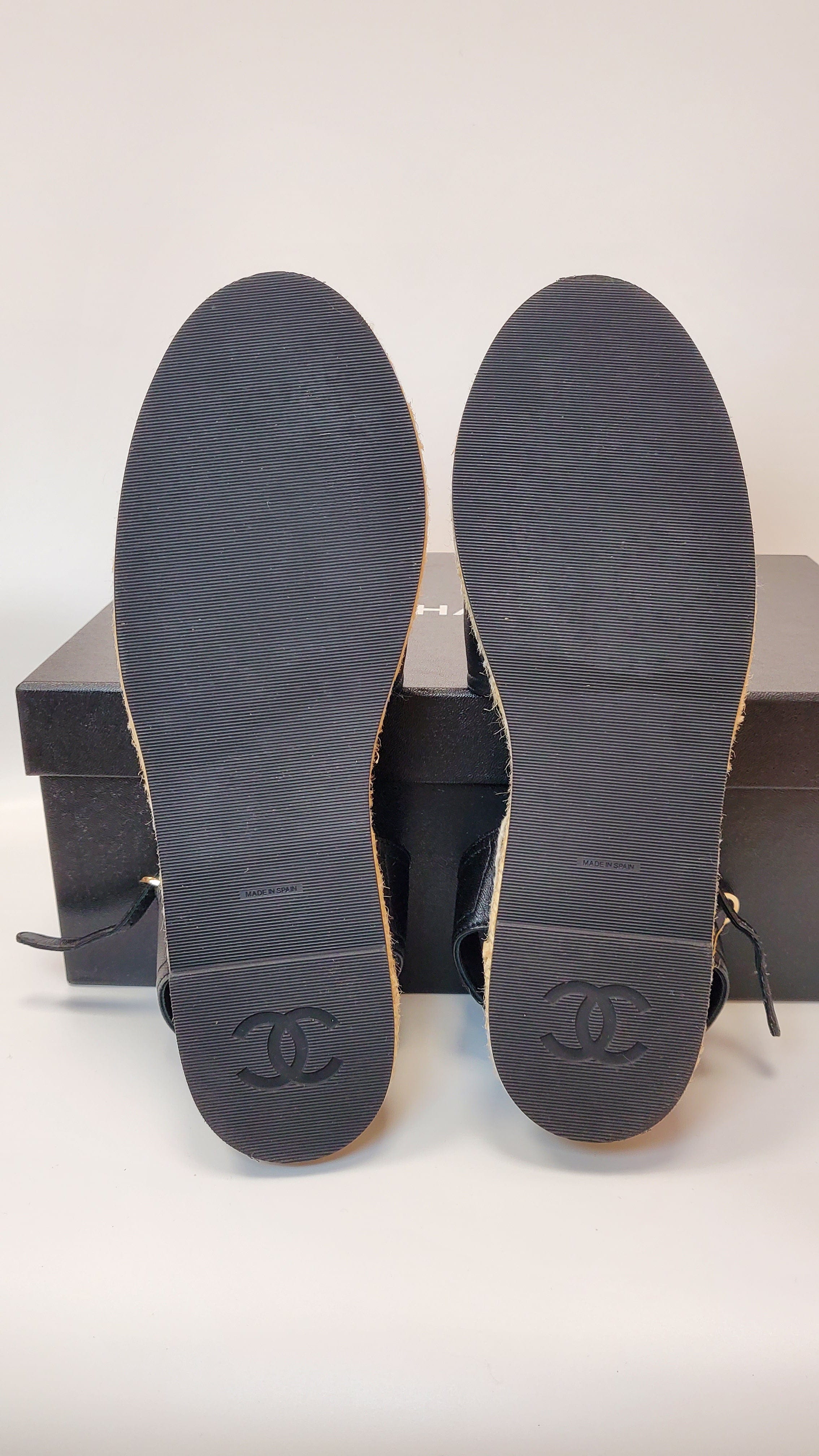 Chanel Chanel Espadrilles Slingback Black Lambskin EU39 SKC1135