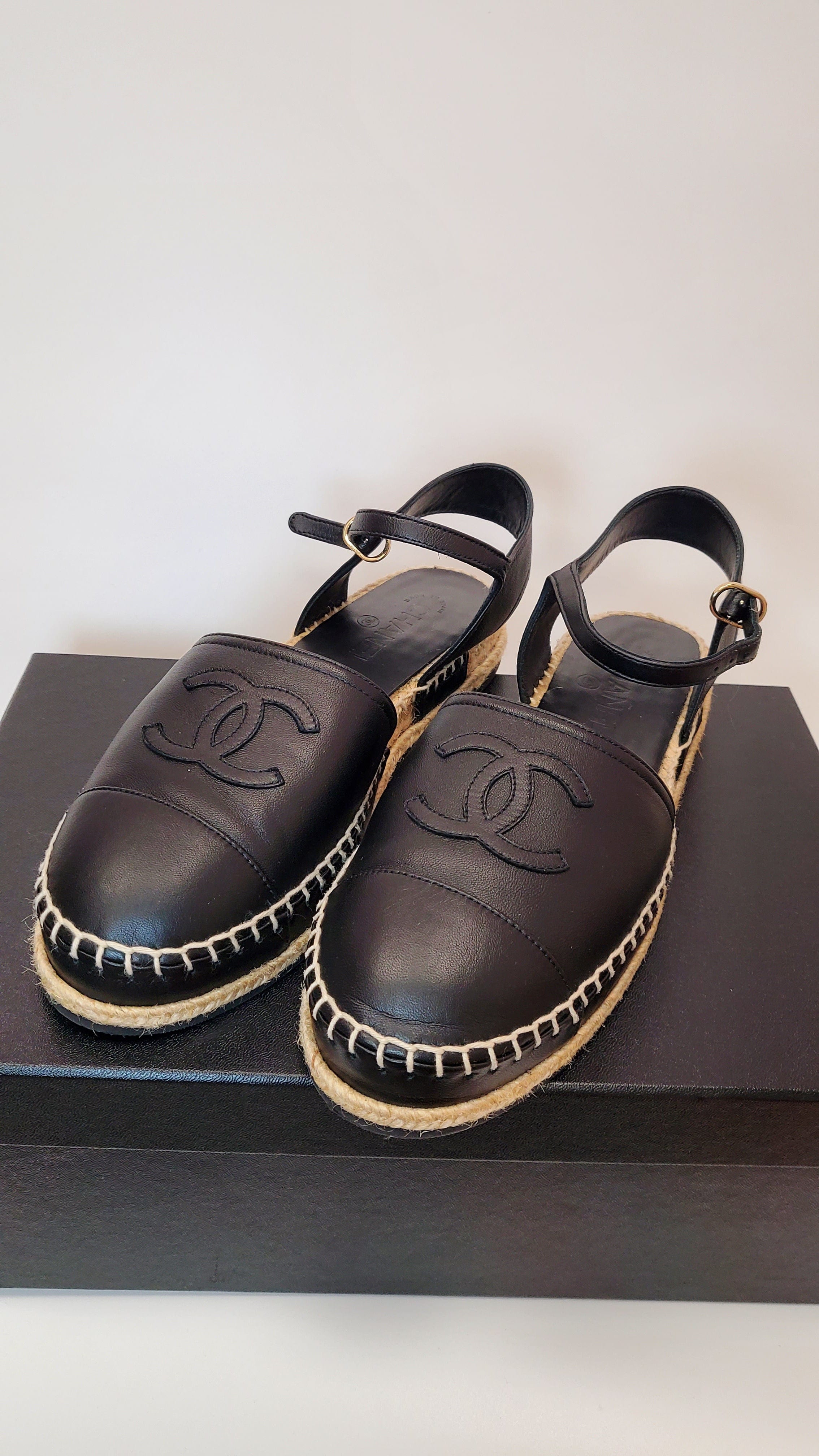 Chanel Chanel Espadrilles Slingback Black Lambskin EU39 SKC1135