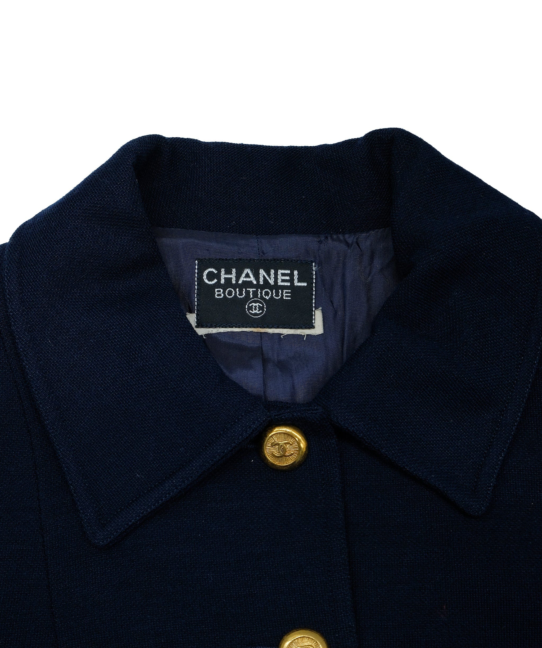 Chanel Chanel Gold Button Jacket Navy ASL7475