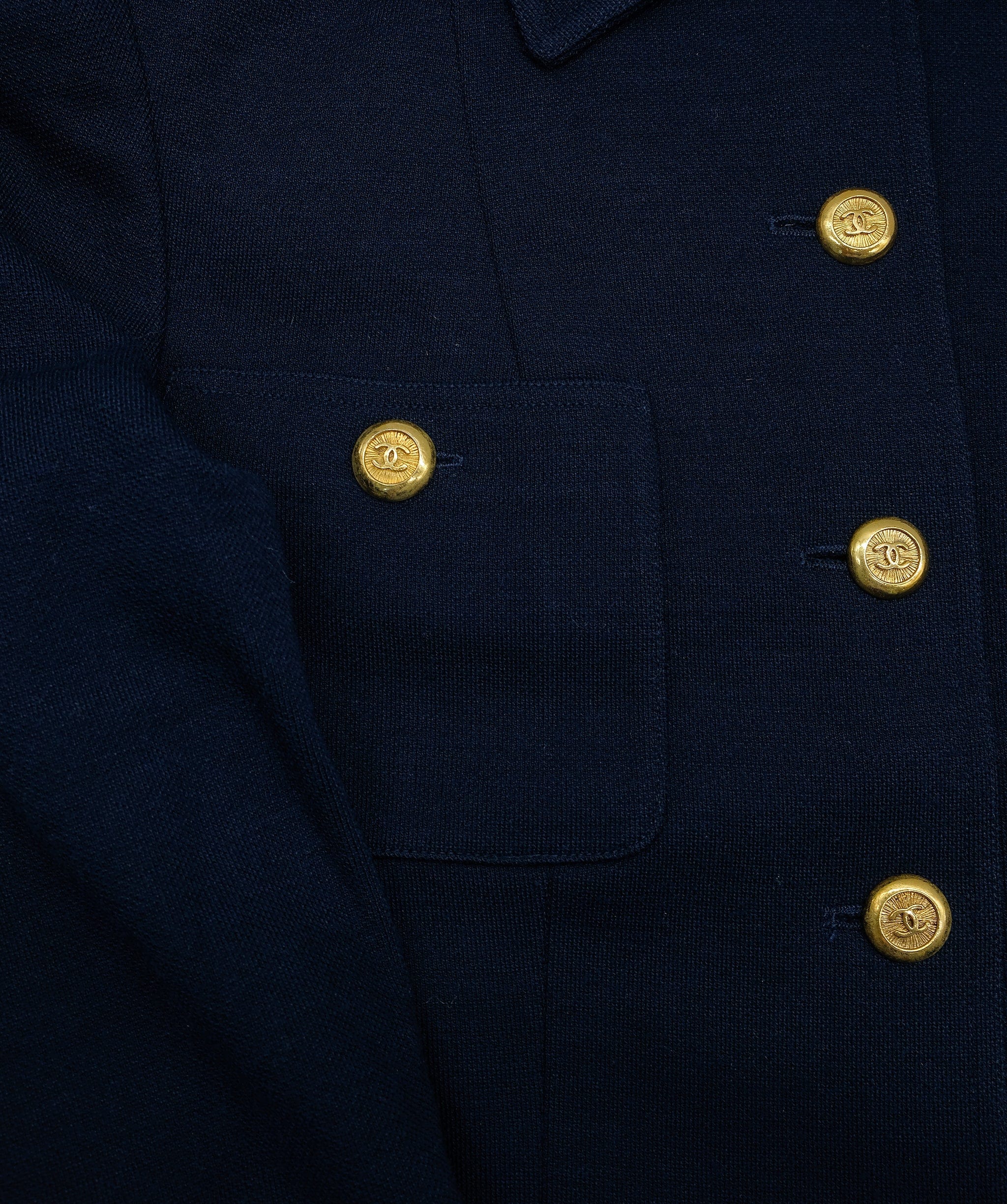 Chanel Chanel Gold Button Jacket Navy ASL7475