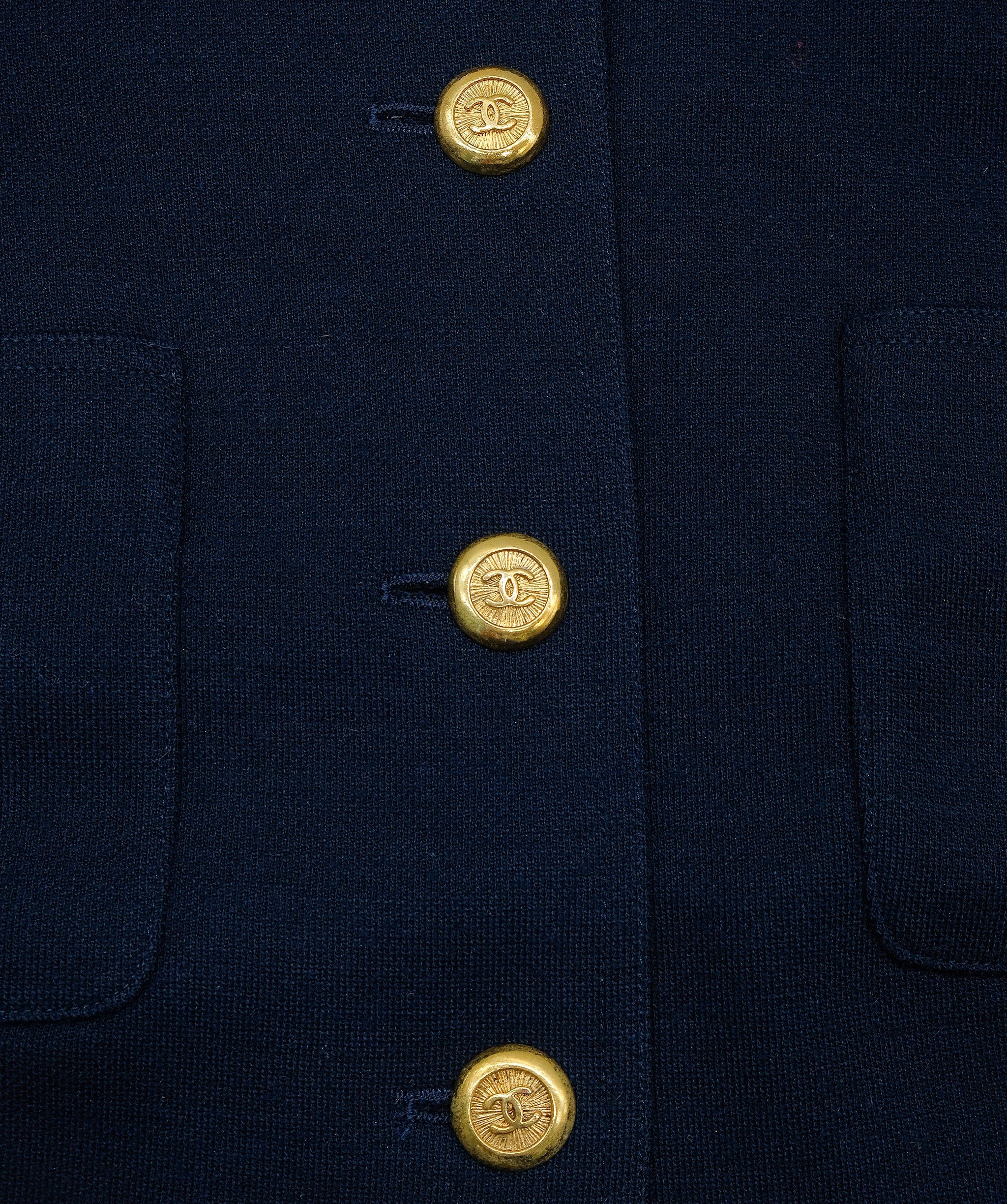 Chanel Chanel Gold Button Jacket Navy ASL7475