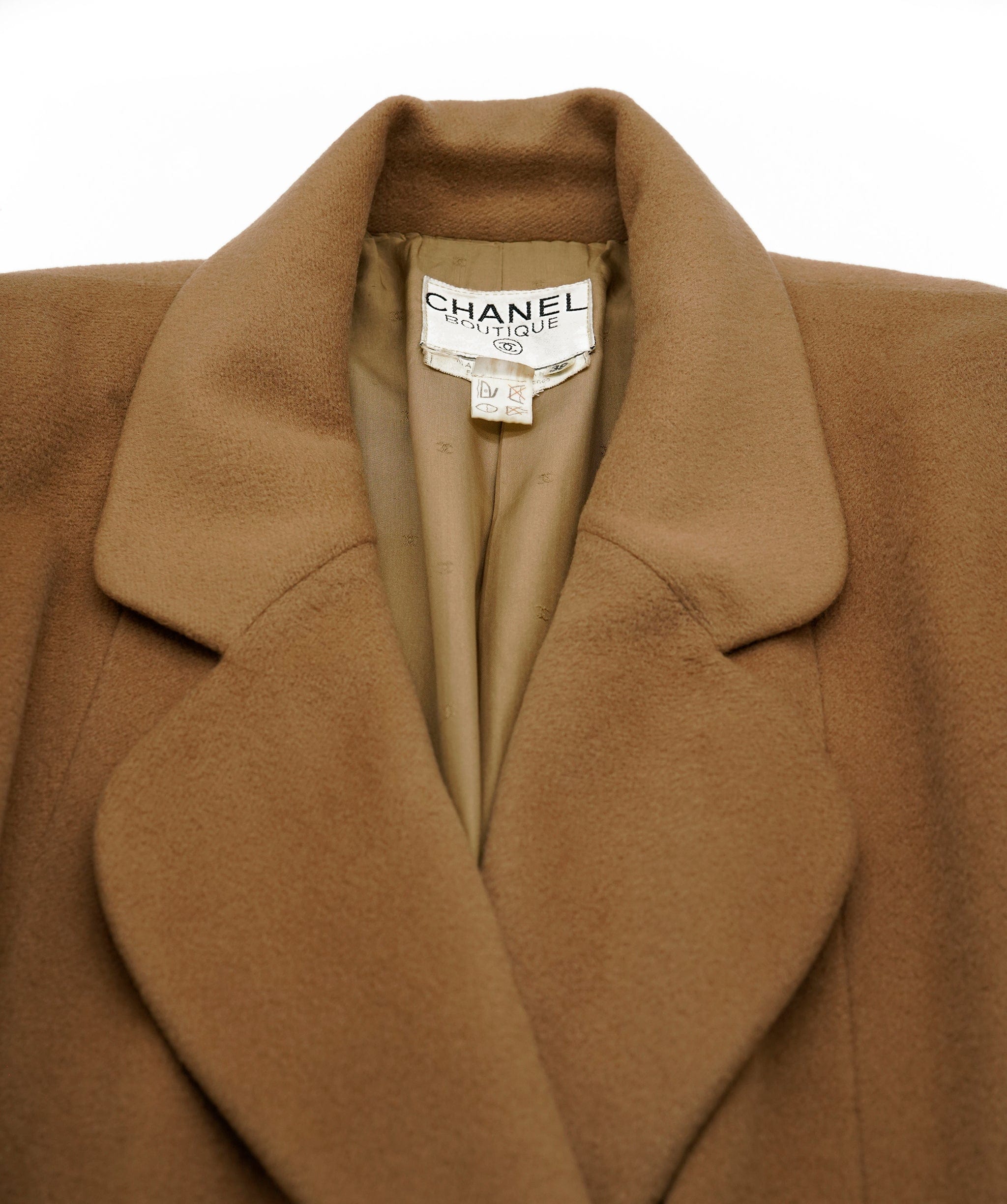 Chanel Chanel Gold Button Long Coat Beige ASL5407