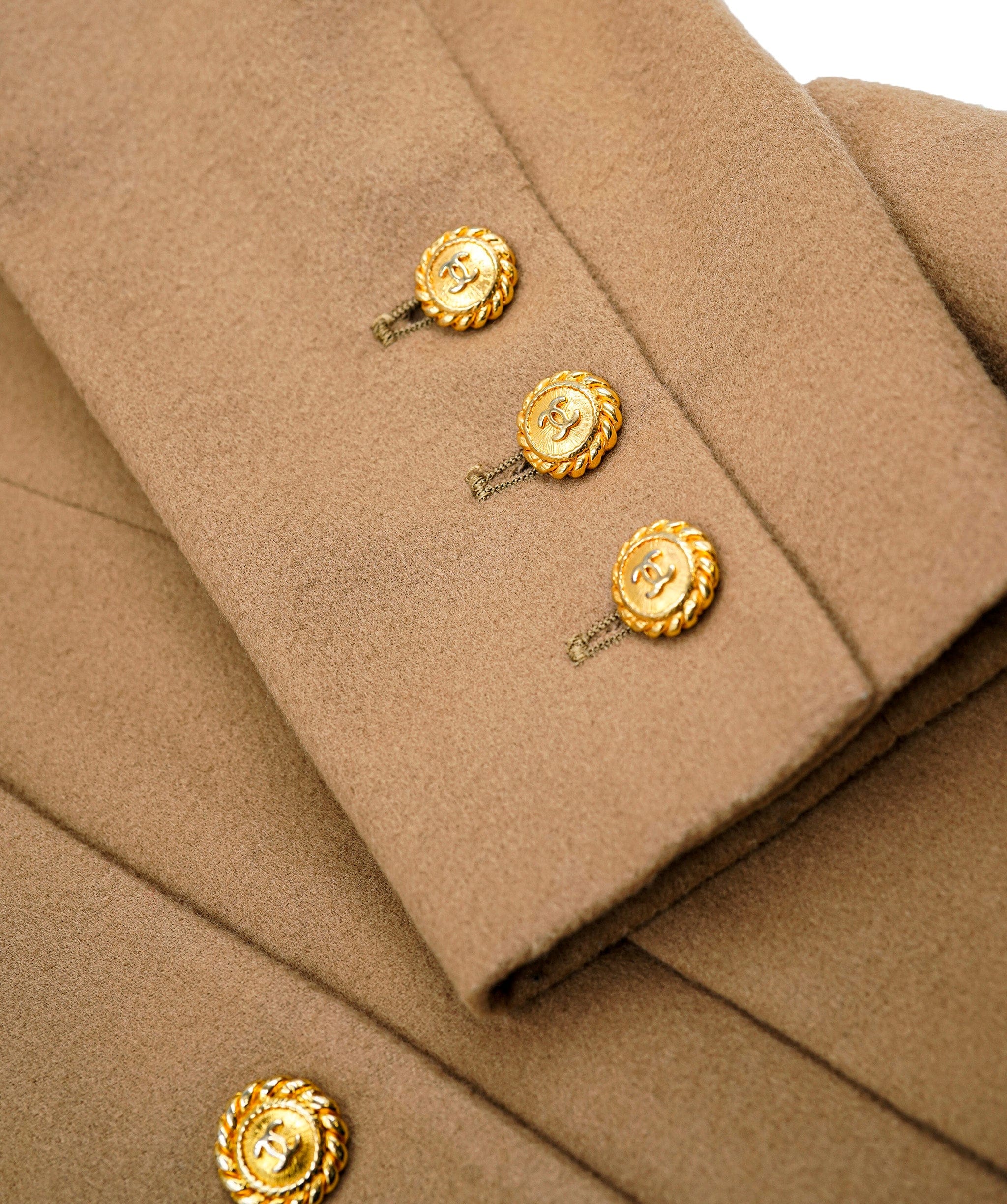 Chanel Chanel Gold Buttons Skirt Suit Beige ASL5019