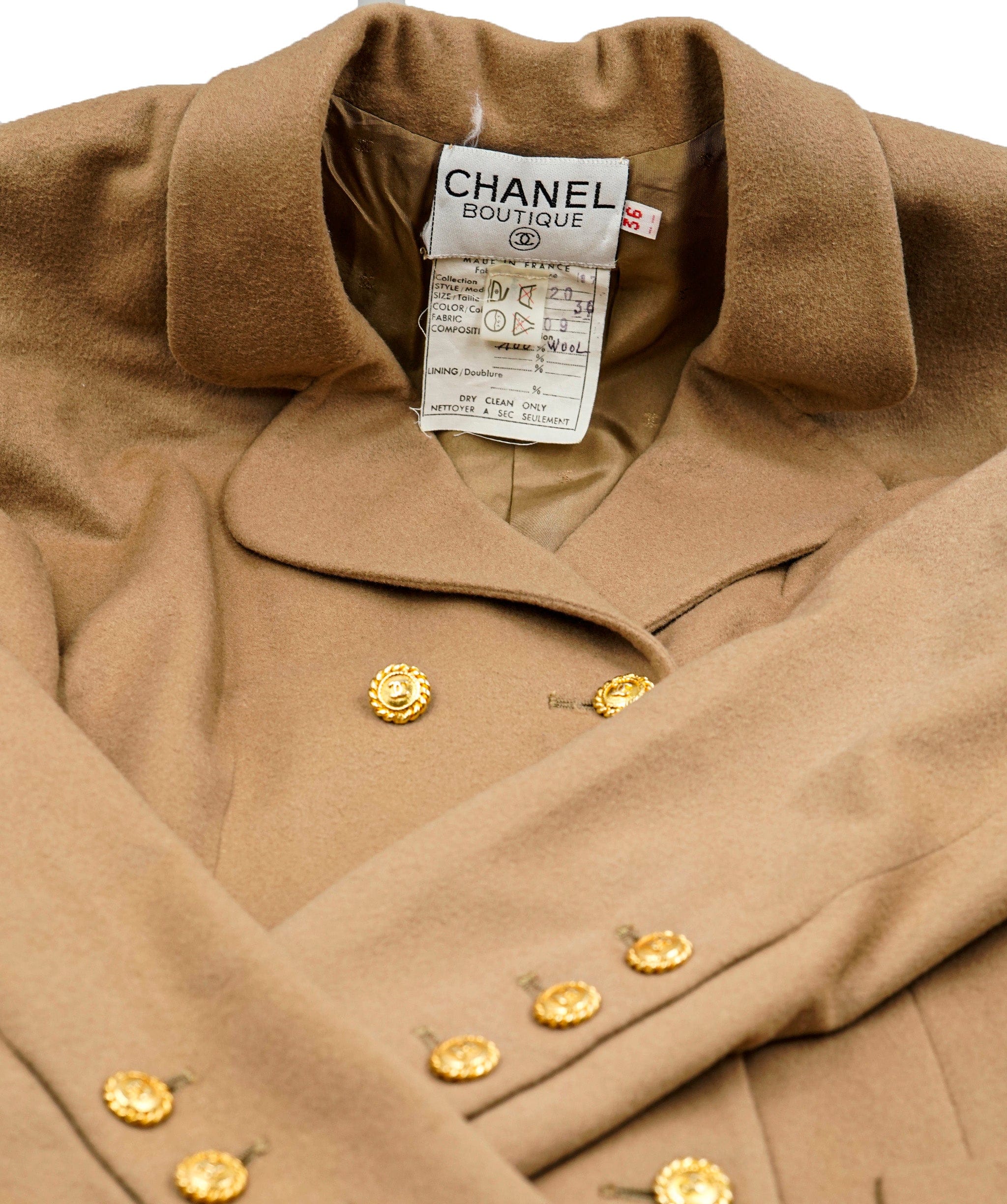 Chanel Chanel Gold Buttons Skirt Suit Beige ASL5019