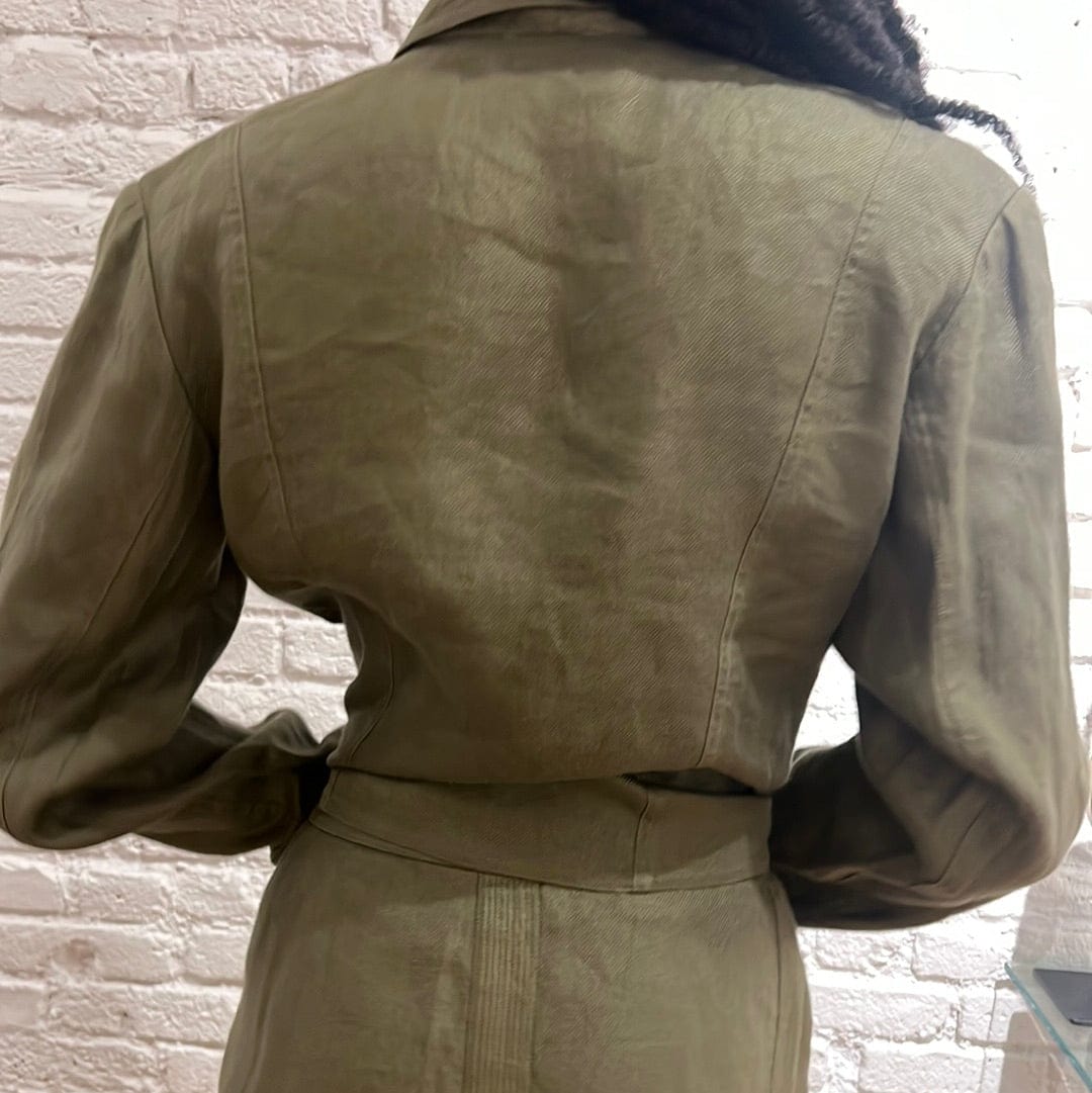 Chanel Chanel Gold Buttons Skirt Suit Green ASL5950