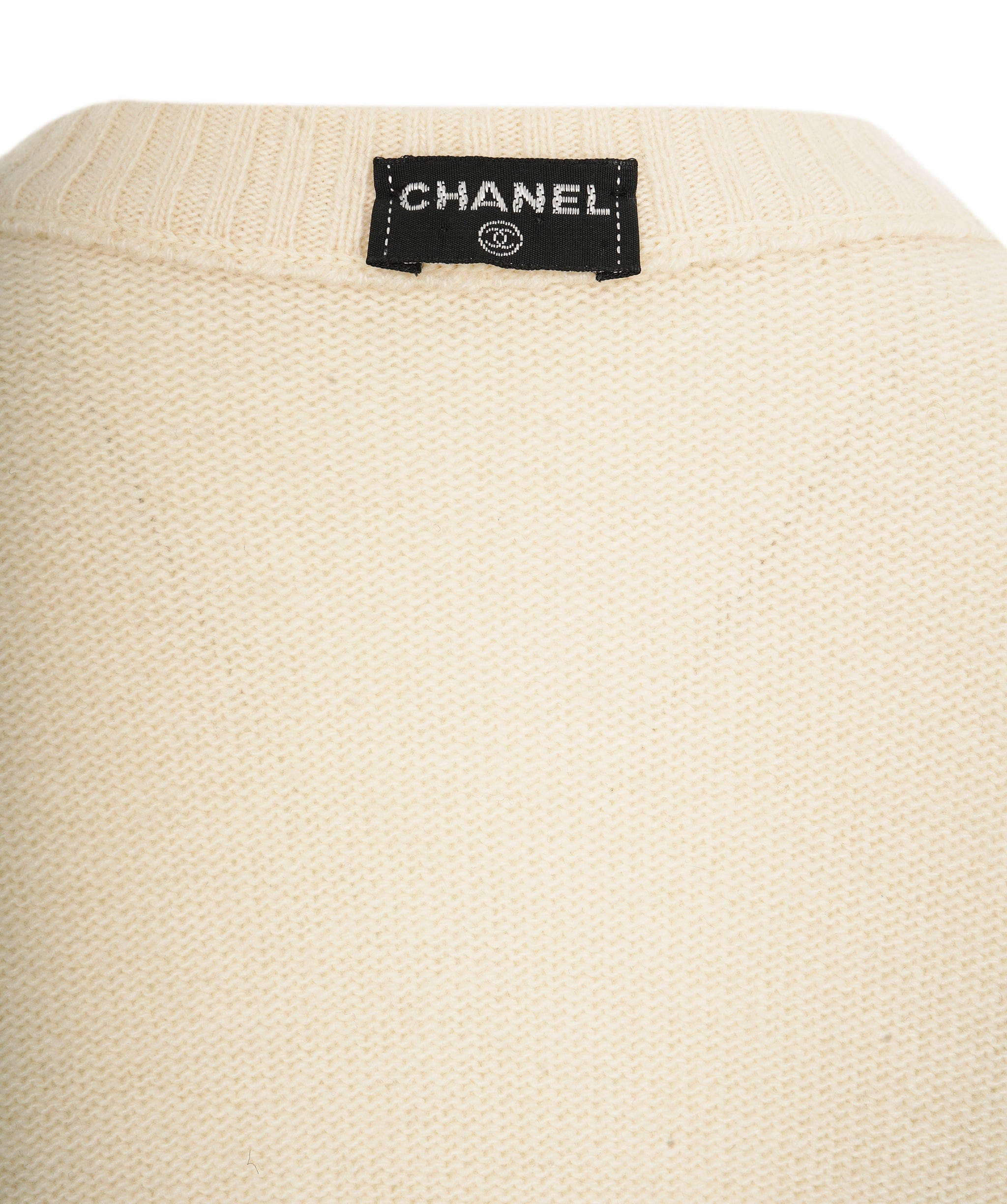 Chanel Chanel Gold Clover Buttons Cardigan Ivory ASL5968