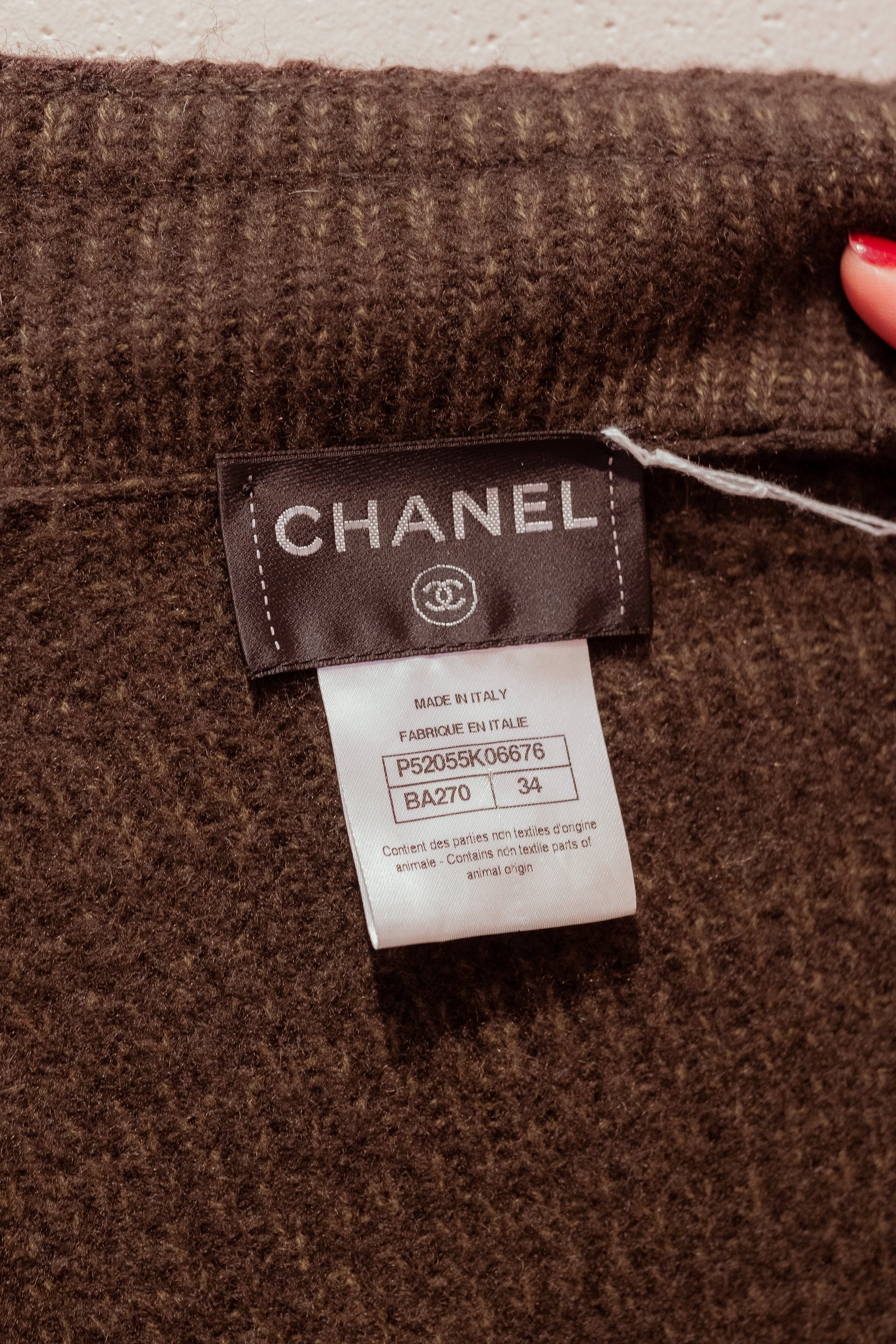 Chanel Chanel khaki Thick long cardigan FR34 ASL3832