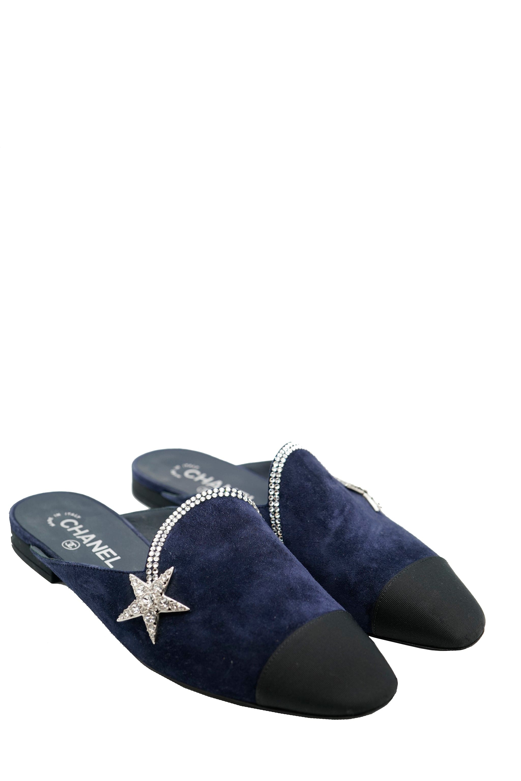 Chanel Chanel mules blue suede crystals star 38 ASC1416