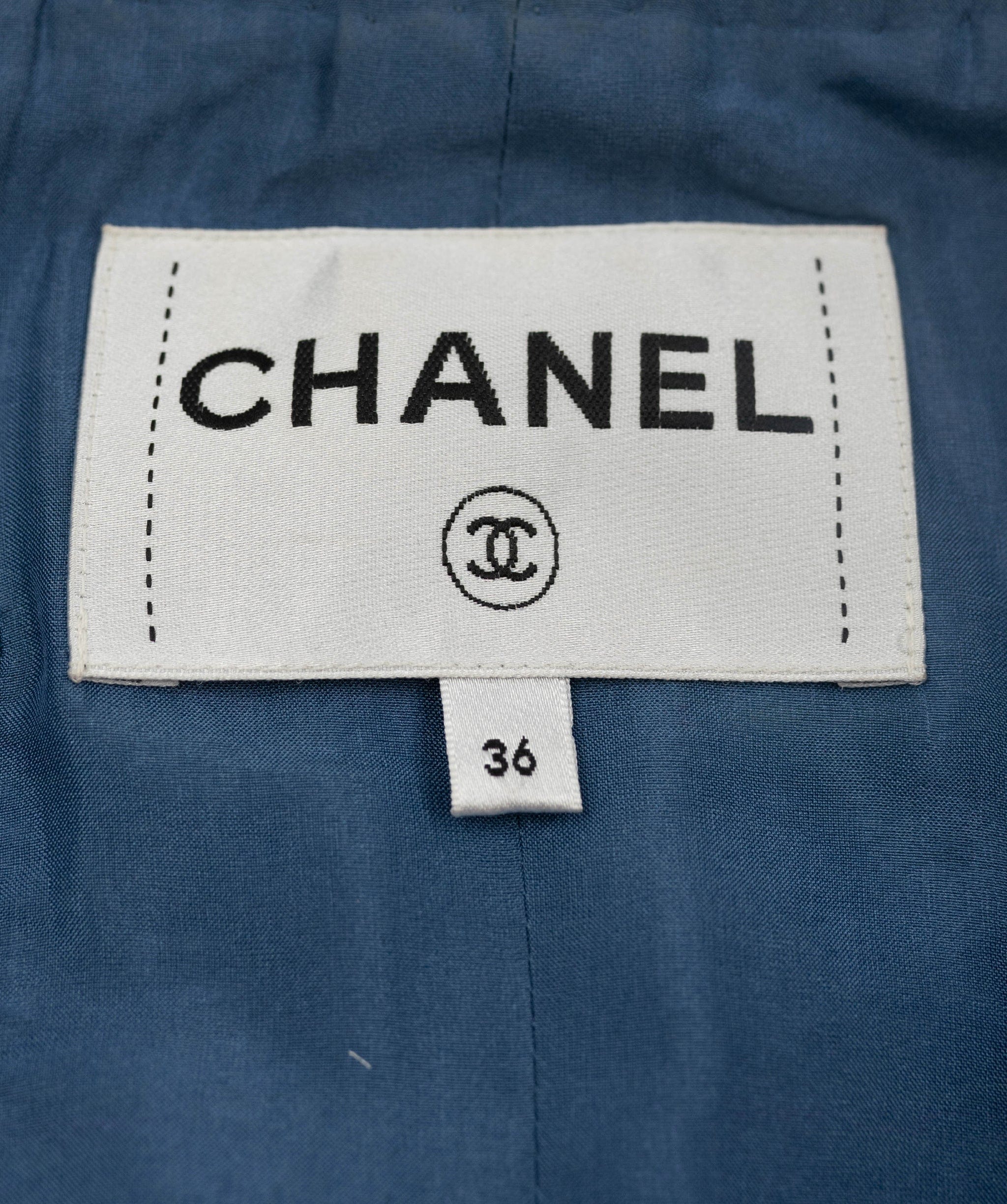 Chanel Chanel multicoloured blue tweed jacket with pvc details ASL3820