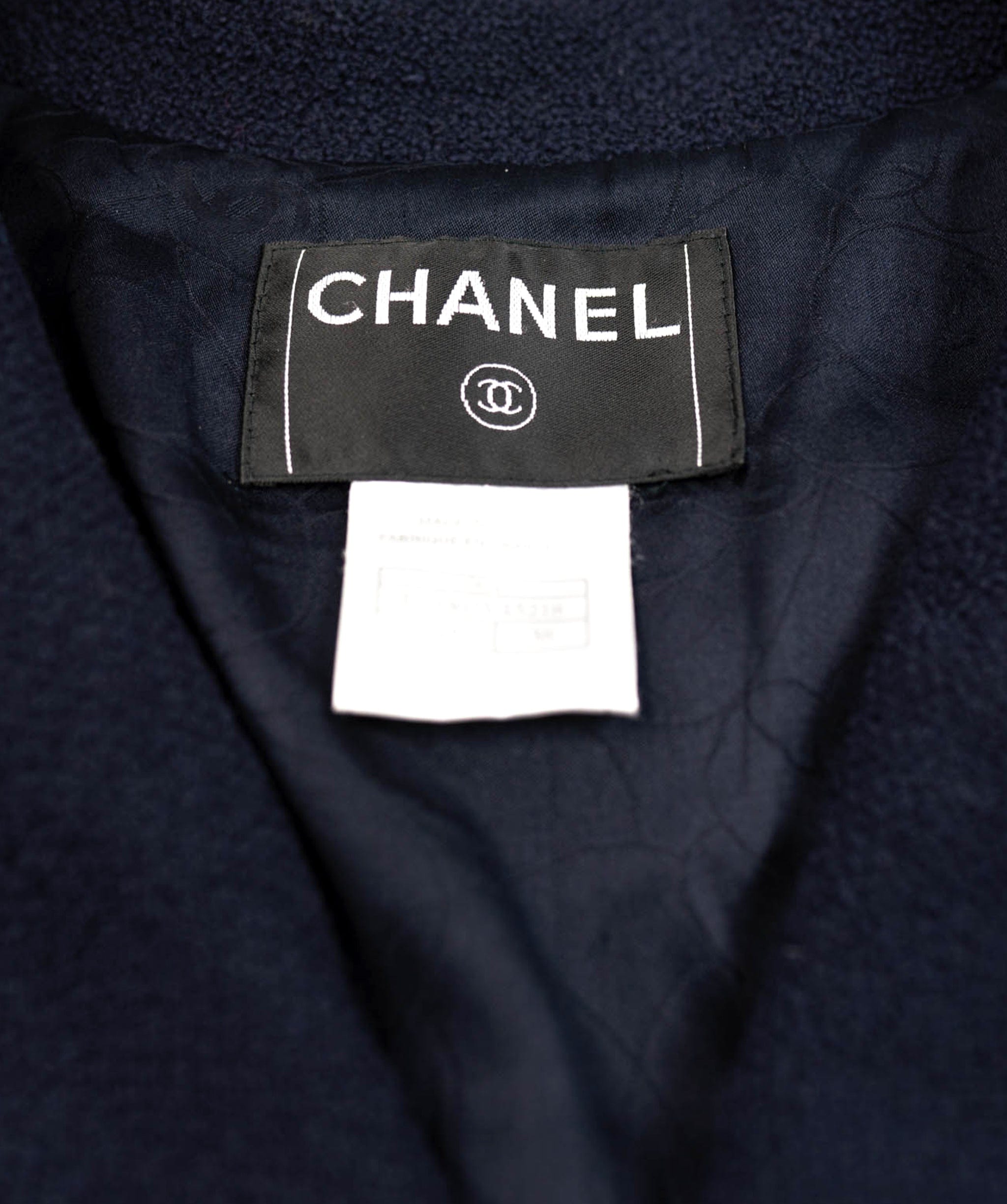 Chanel Chanel navy blue tweed coat with hood - AWL3884