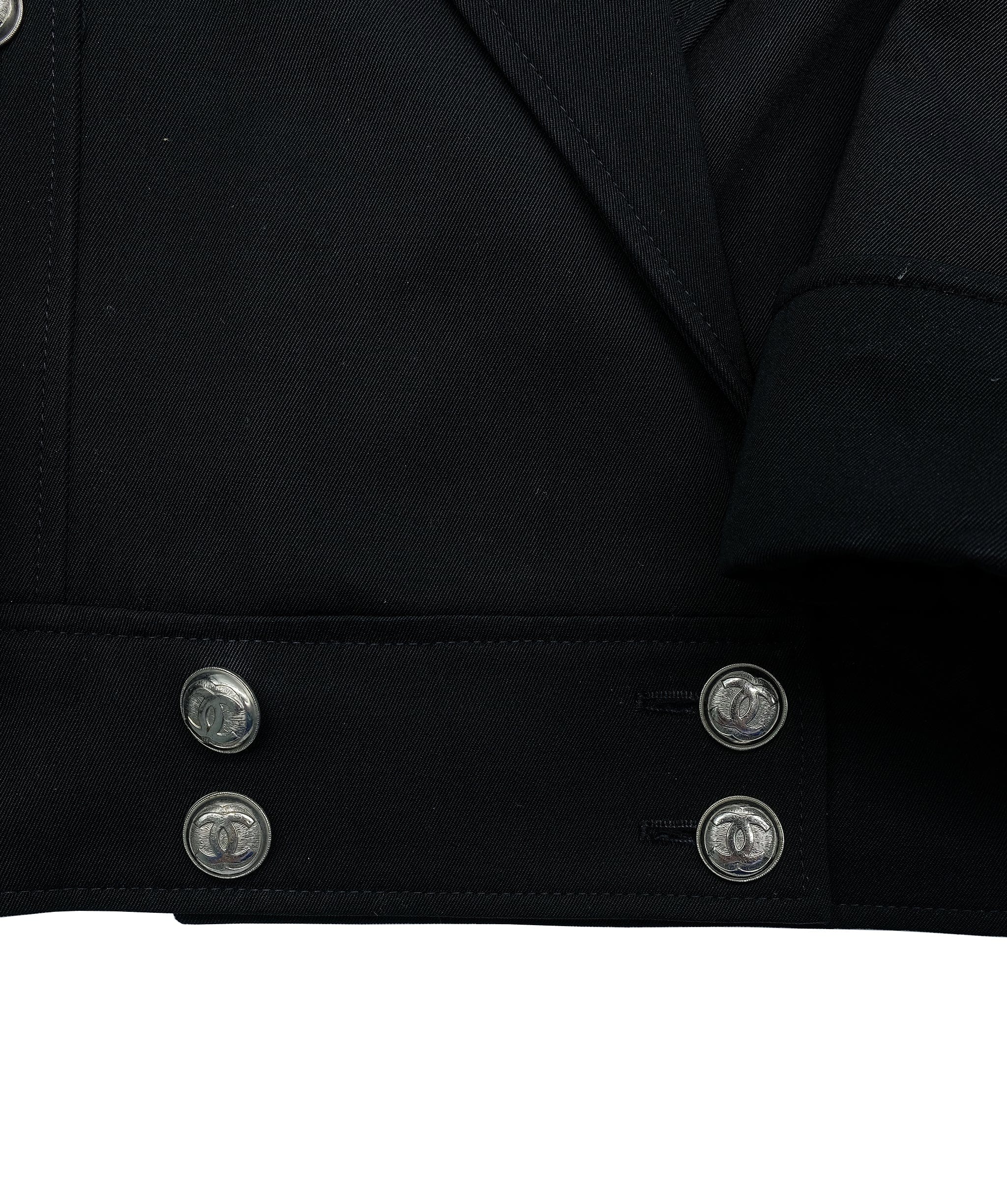 Chanel Chanel Skirt Suits Black Silver CC Buttons ASL7444