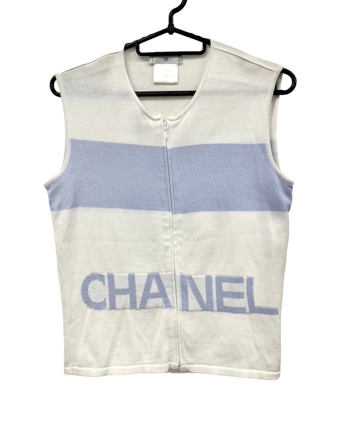 Chanel Chanel Sleeveless Knit Top White / Blue EU38 SKL1567