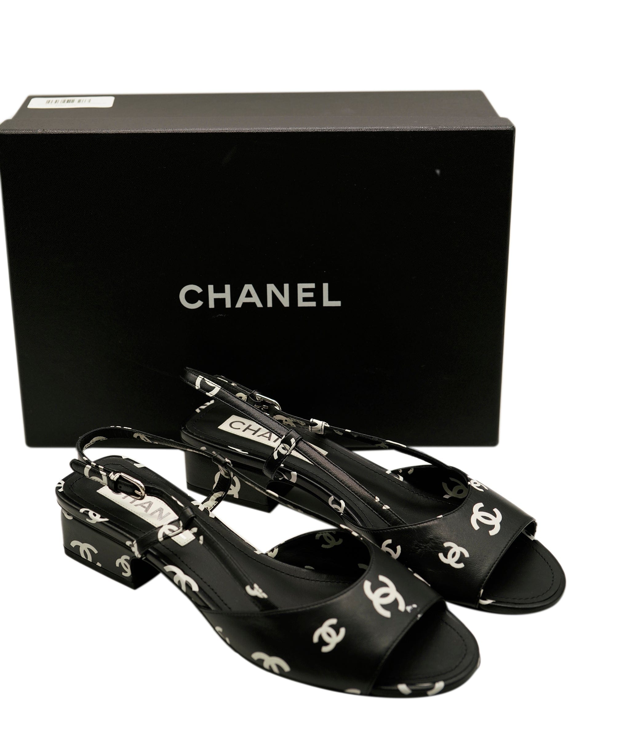 Chanel Chanel Slingback Shoes Size 39 Black/White CC  - ASL1664