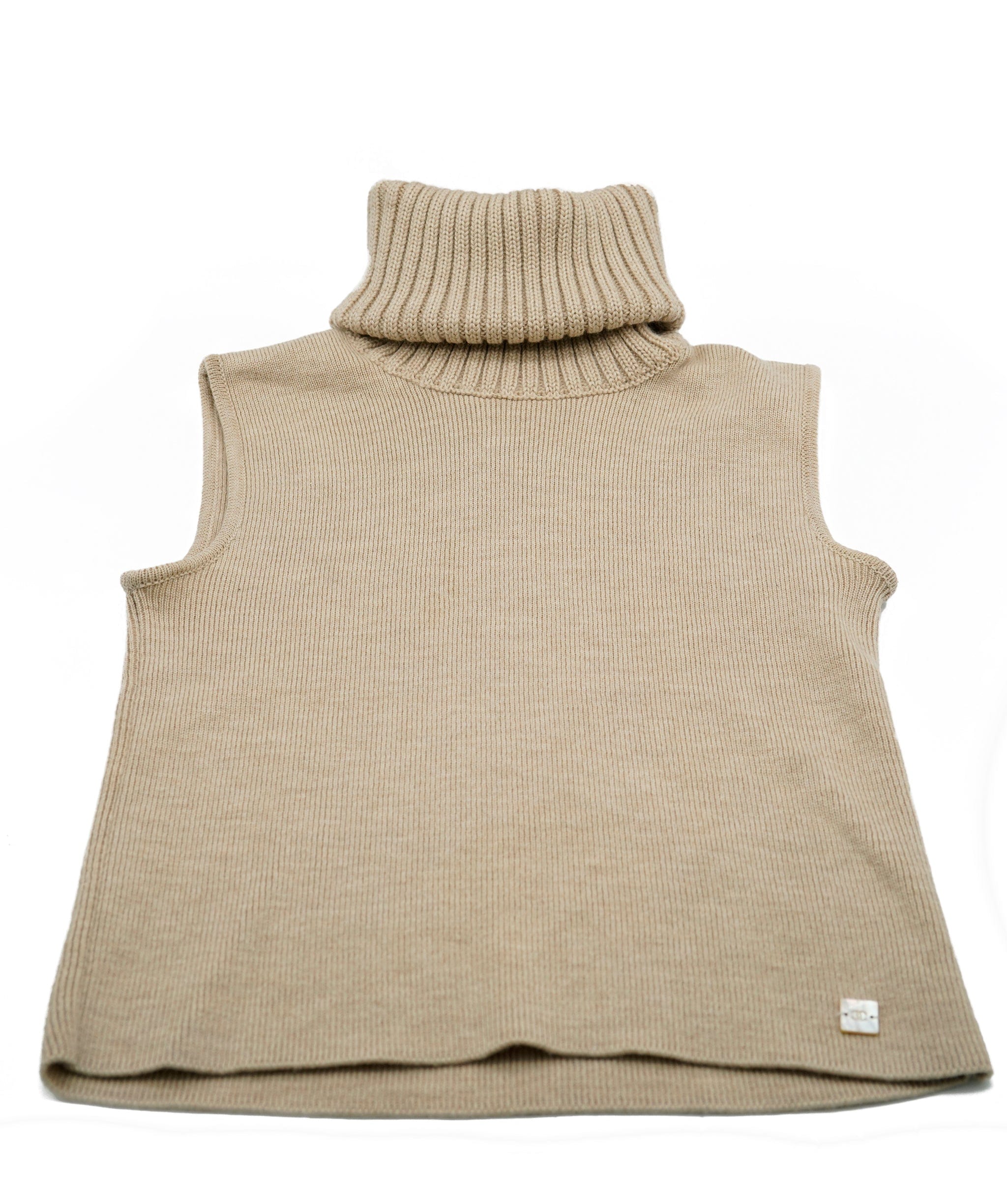 Chanel Chanel Turtleneck Sleeveless Sweater Beige ASL5421