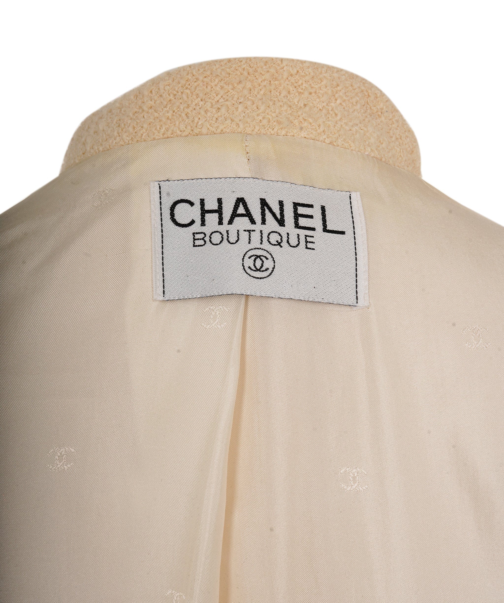 Chanel Chanel White CC Button Jacket #44 ASL7173