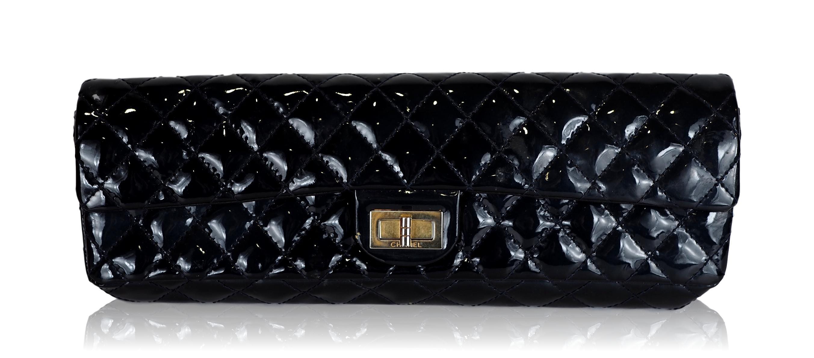 Chanel Chanel East West Reissue Clutch Patent Navy