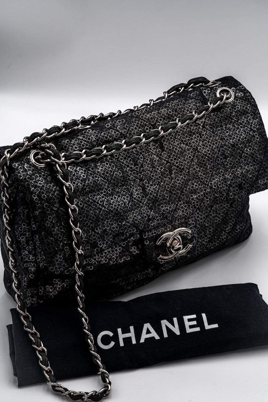 Chanel Chanel Hidden Maxi Flap Black Sequins Bag