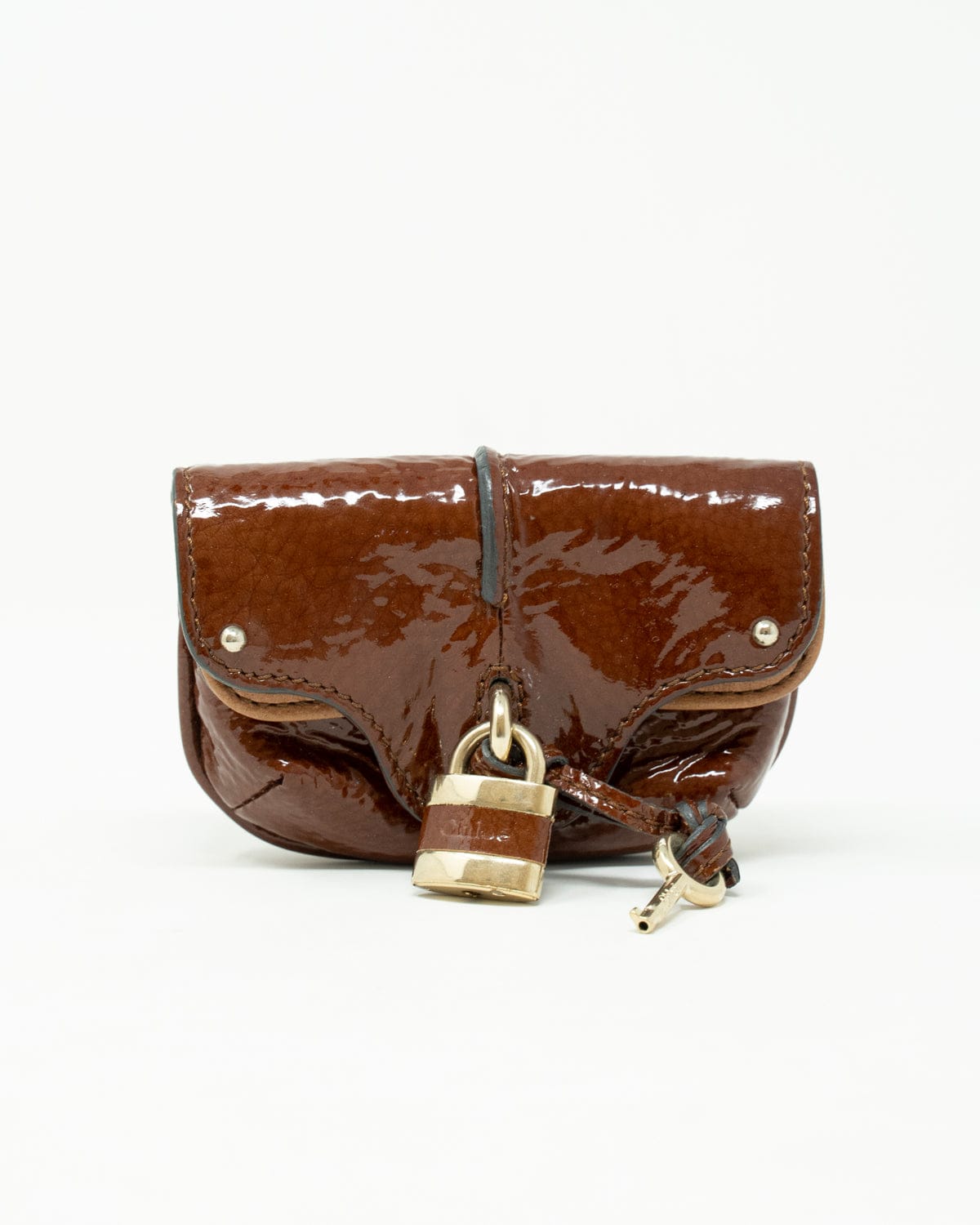 Chloé Chloe Brown Patent Leather Paddington Wallet  - AGL1709