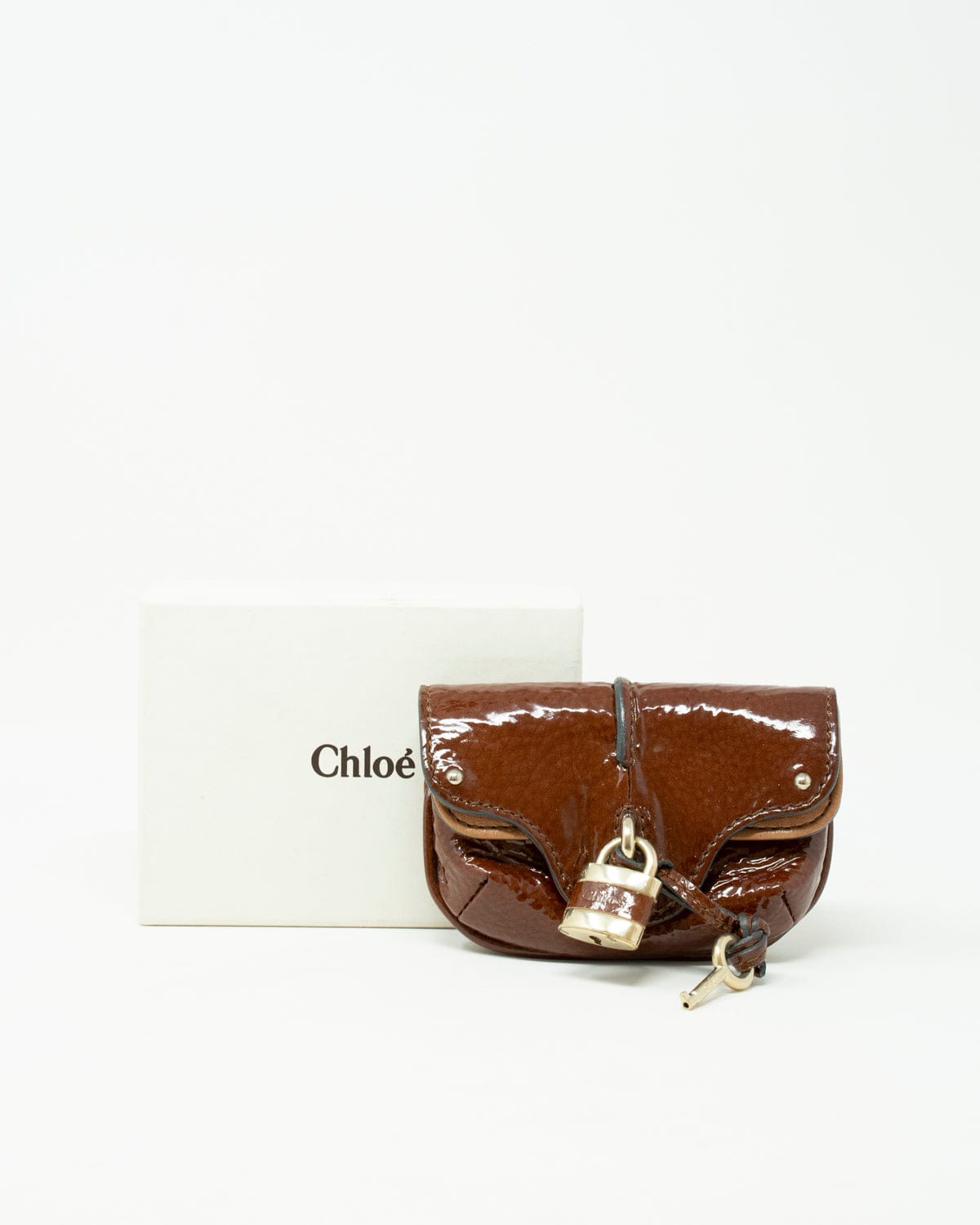 Chloé Chloe Brown Patent Leather Paddington Wallet  - AGL1709