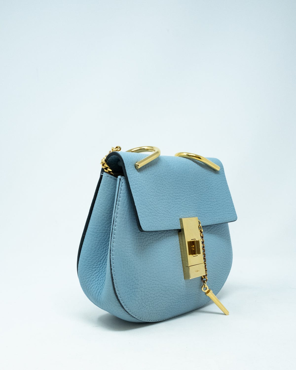 Chloé Chloe Blue Leather Drew Bag GHW - AGL1761