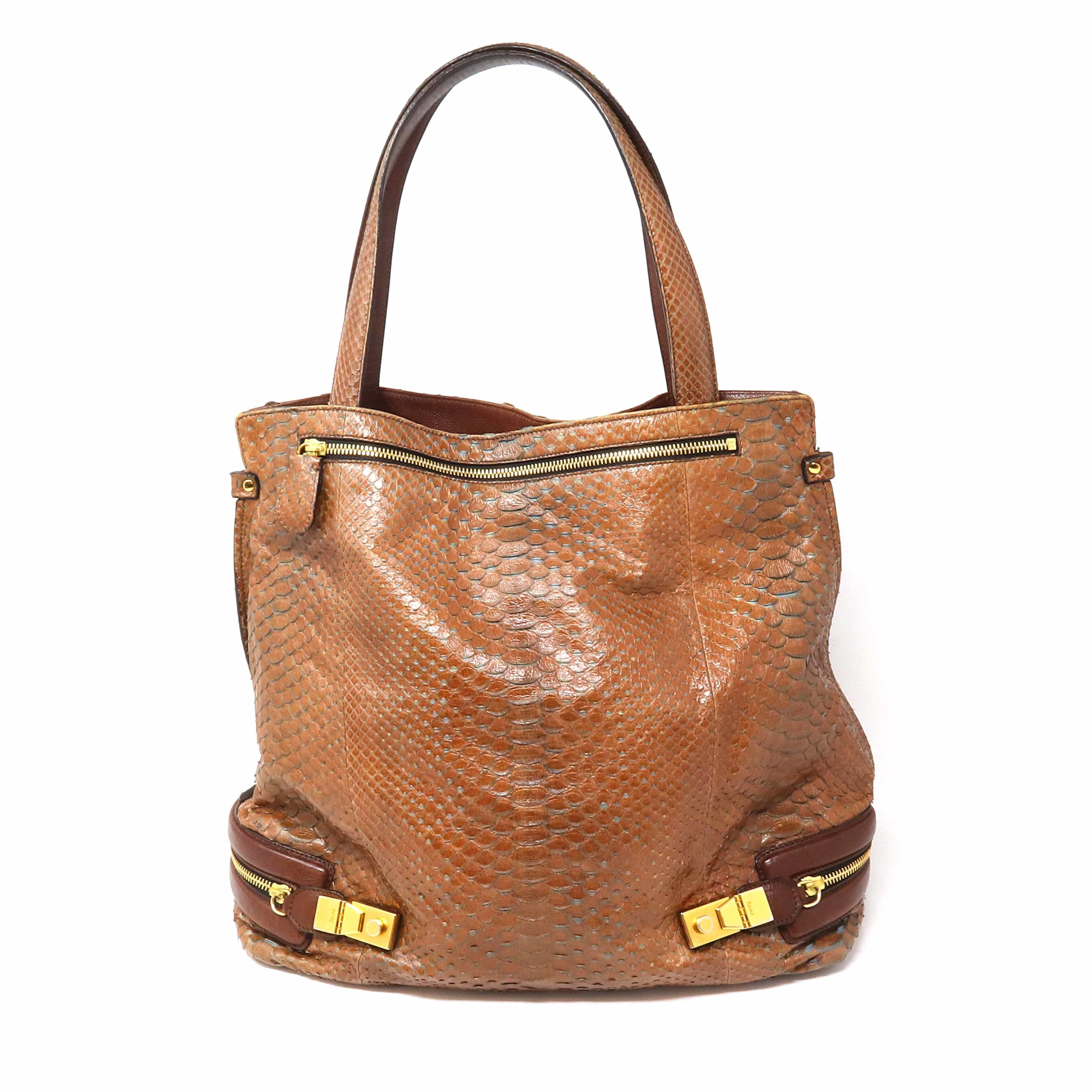 Chloe Chloe Brown Python skin Tote