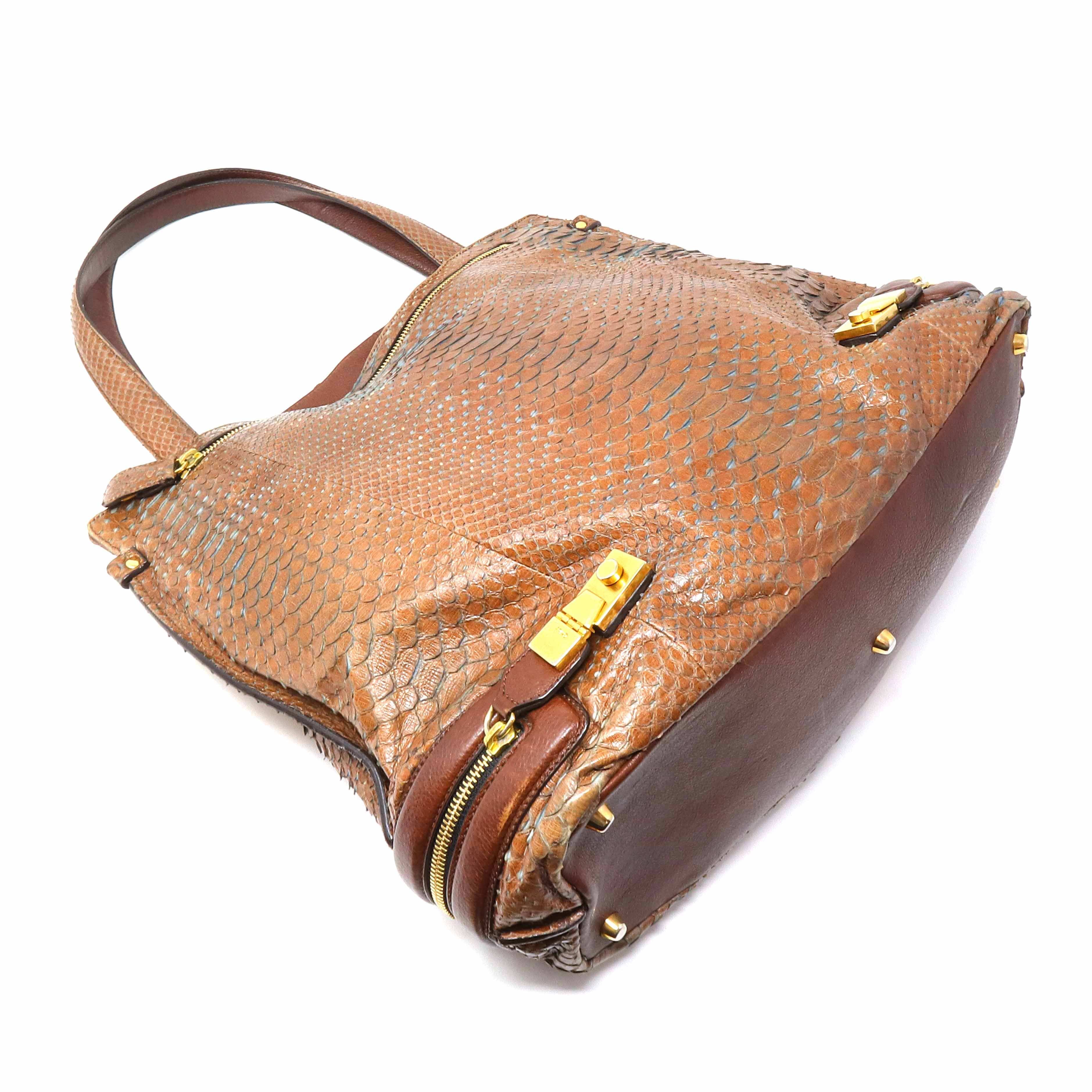 Chloe Chloe Brown Python skin Tote