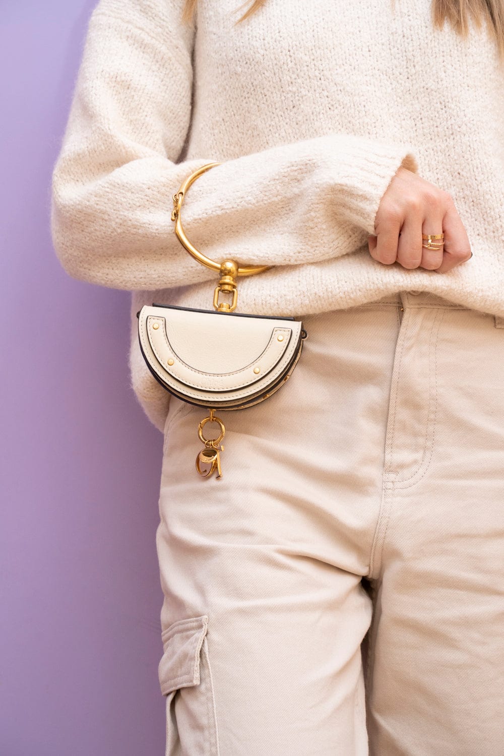 Chloé Chloe Cream Leather Mini Nile Bag - AGL1783