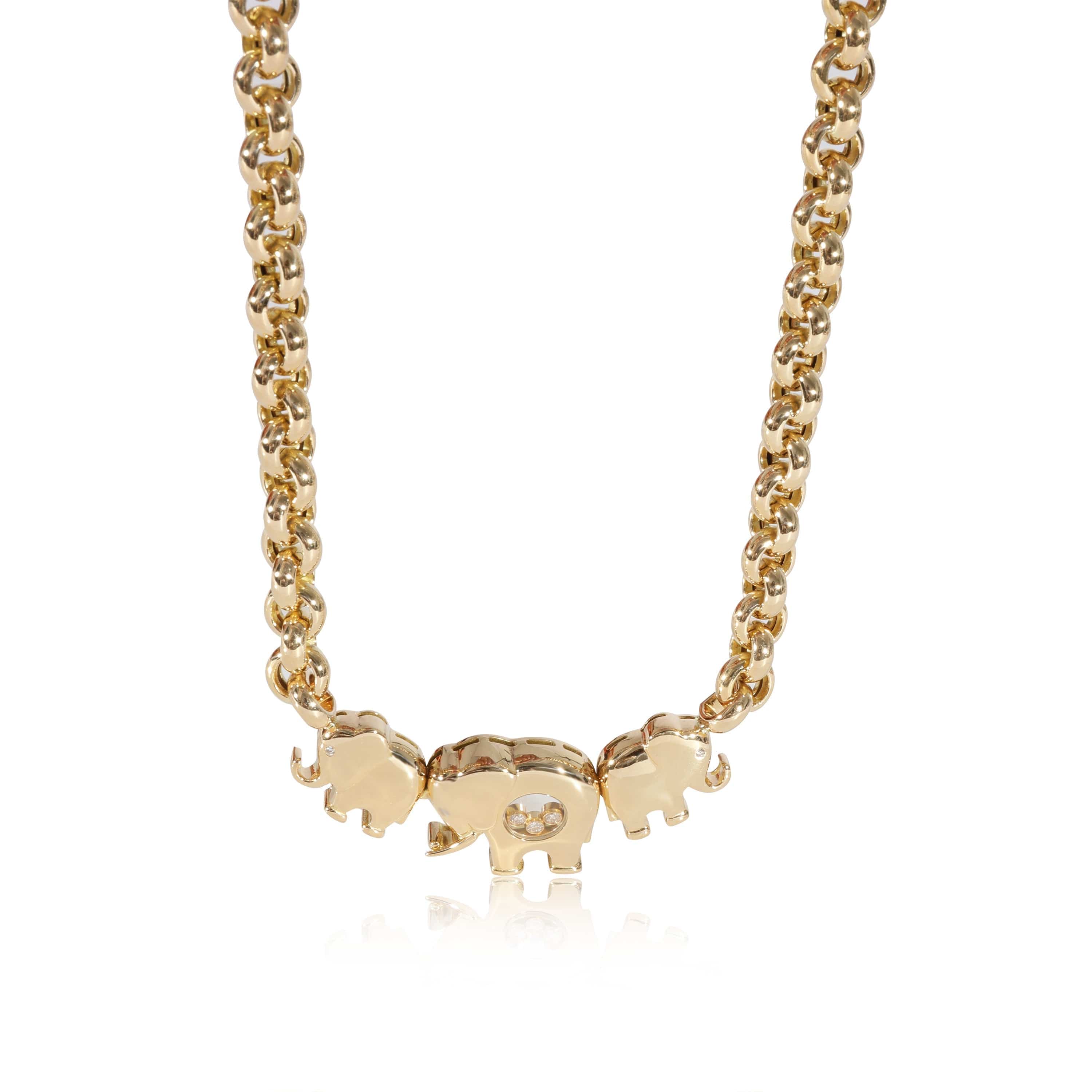 Chopard Chopard Happy Diamond Elephant Necklace in 18k Yellow Gold 0.18 CTW