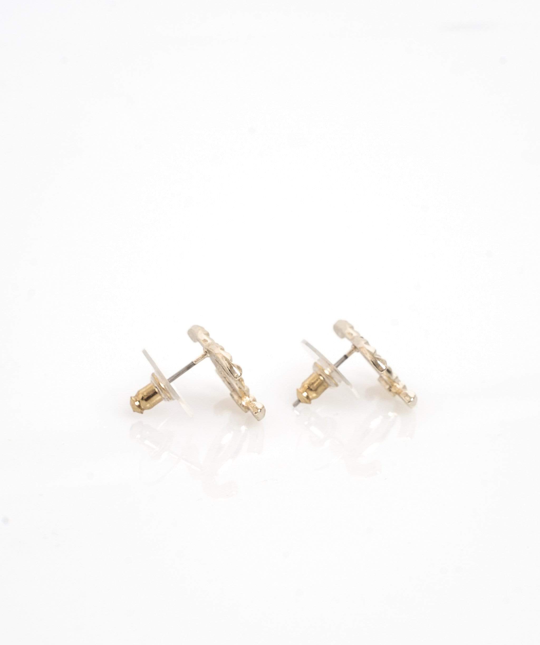 Christian Dior Chanel CC Logo Light Gold Stud Earrings  - ASL1629