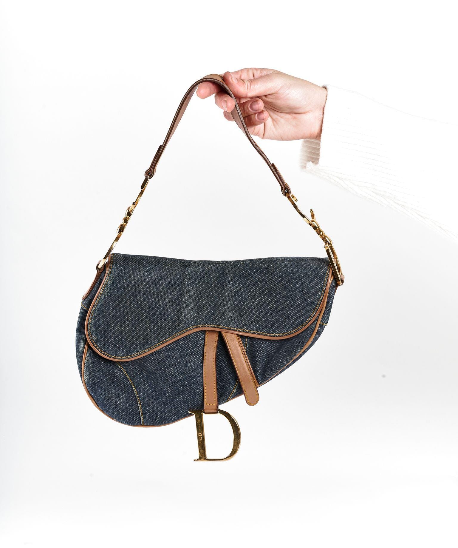 Christian Dior Christian Dior Blue Denim Saddle Bag GHW