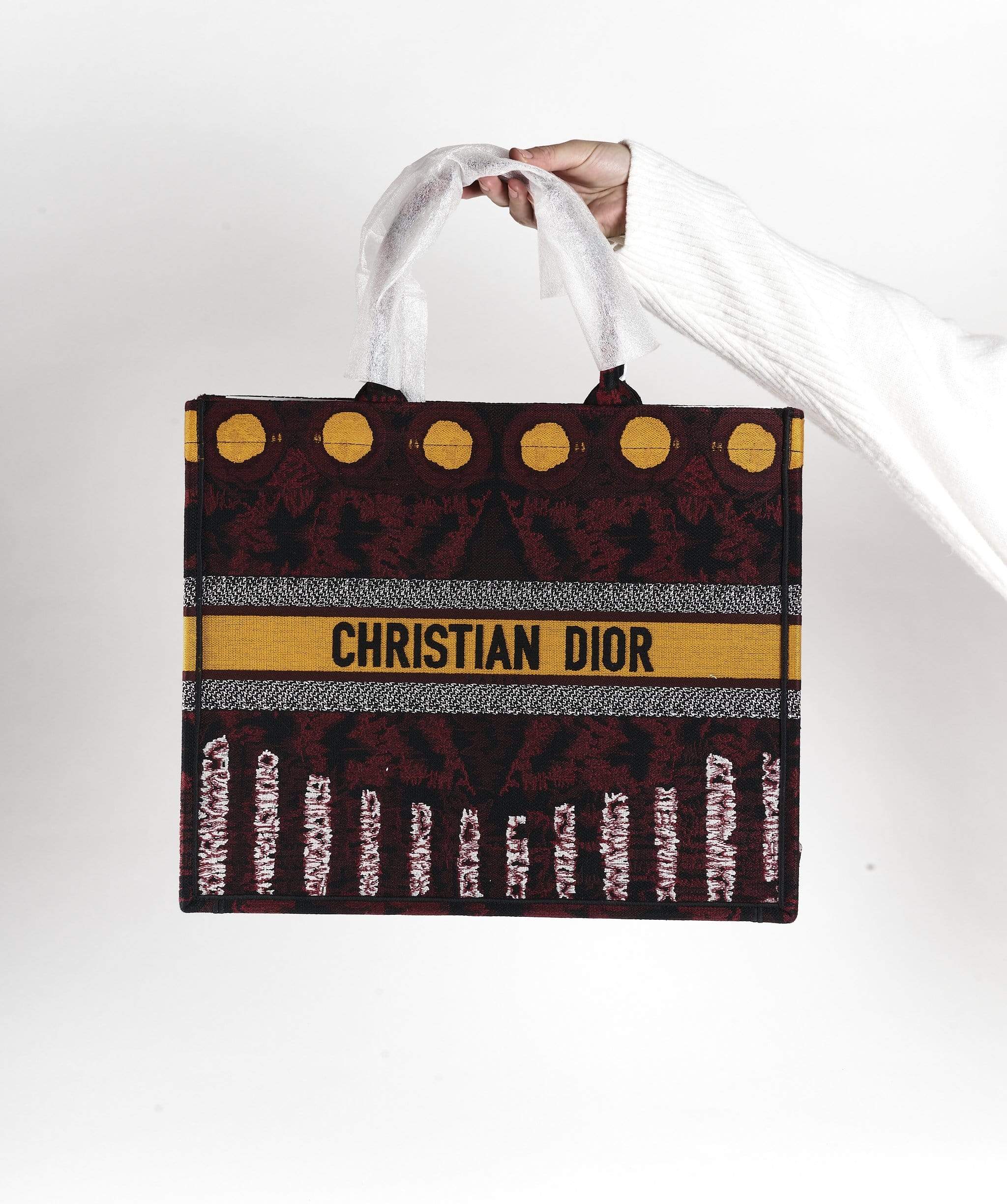 Christian Dior Christian Dior book tote Yellow circle and Burgundy print