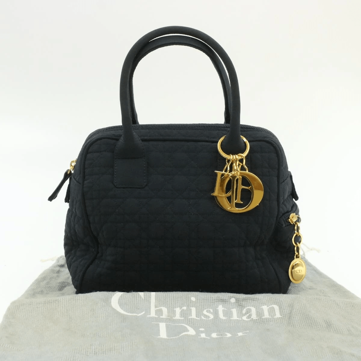 Christian Dior CHRISTIAN DIOR Cannage Hand Bag Black Nylon