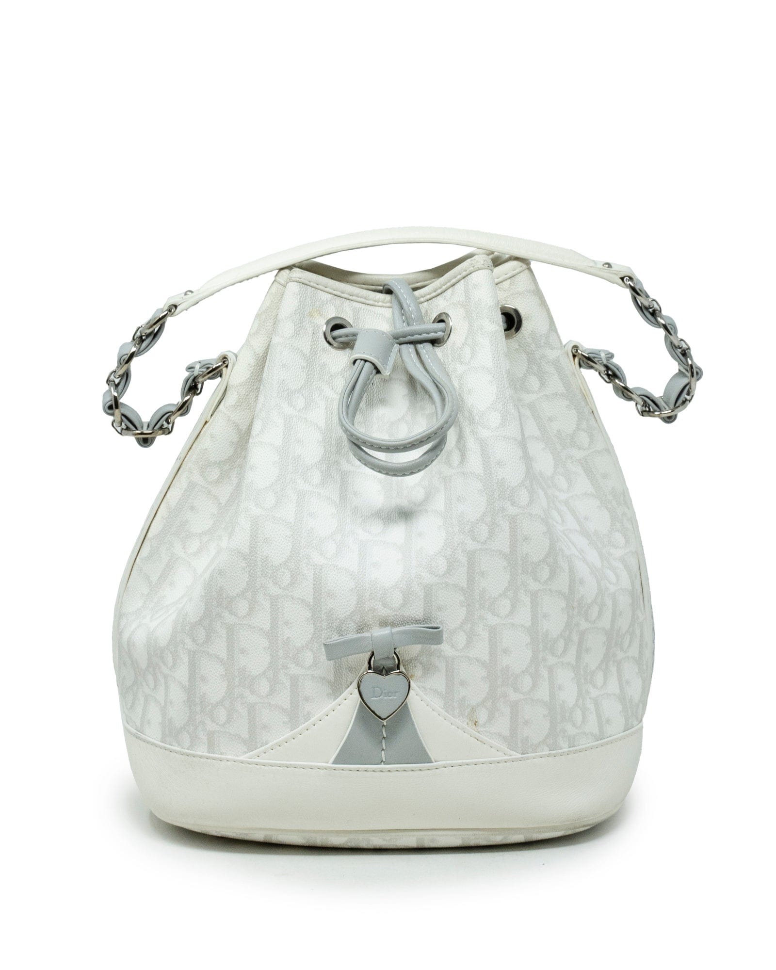 Christian Dior Christian Dior Cream & Grey Oblique Leather Bucket Bag  - AGL1911