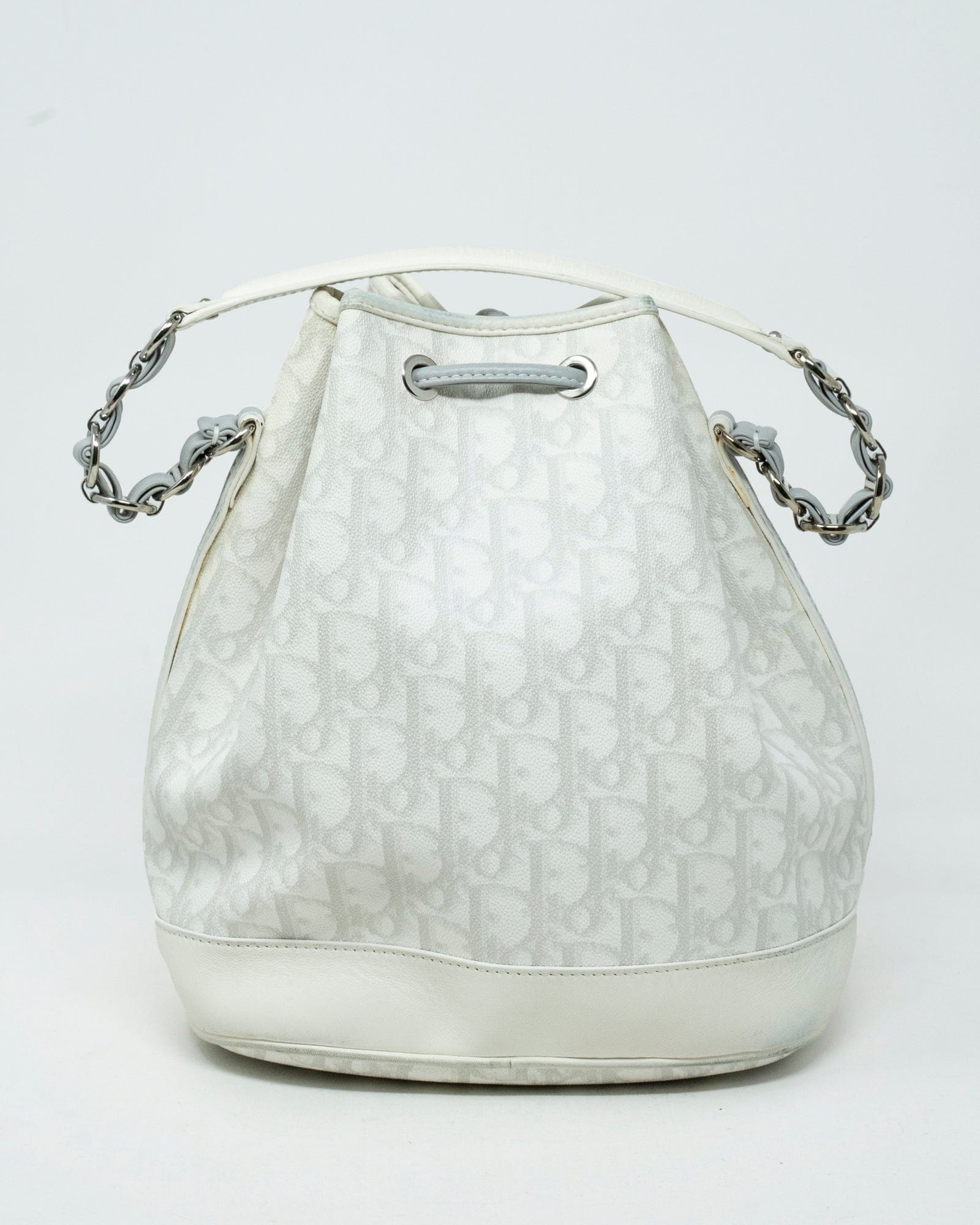 Christian Dior Christian Dior Cream & Grey Oblique Leather Bucket Bag  - AGL1911