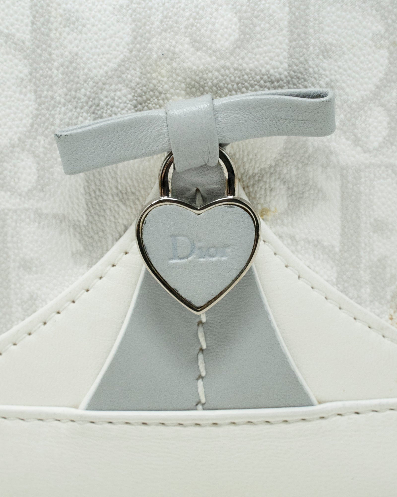 Christian Dior Christian Dior Cream & Grey Oblique Leather Bucket Bag  - AGL1911