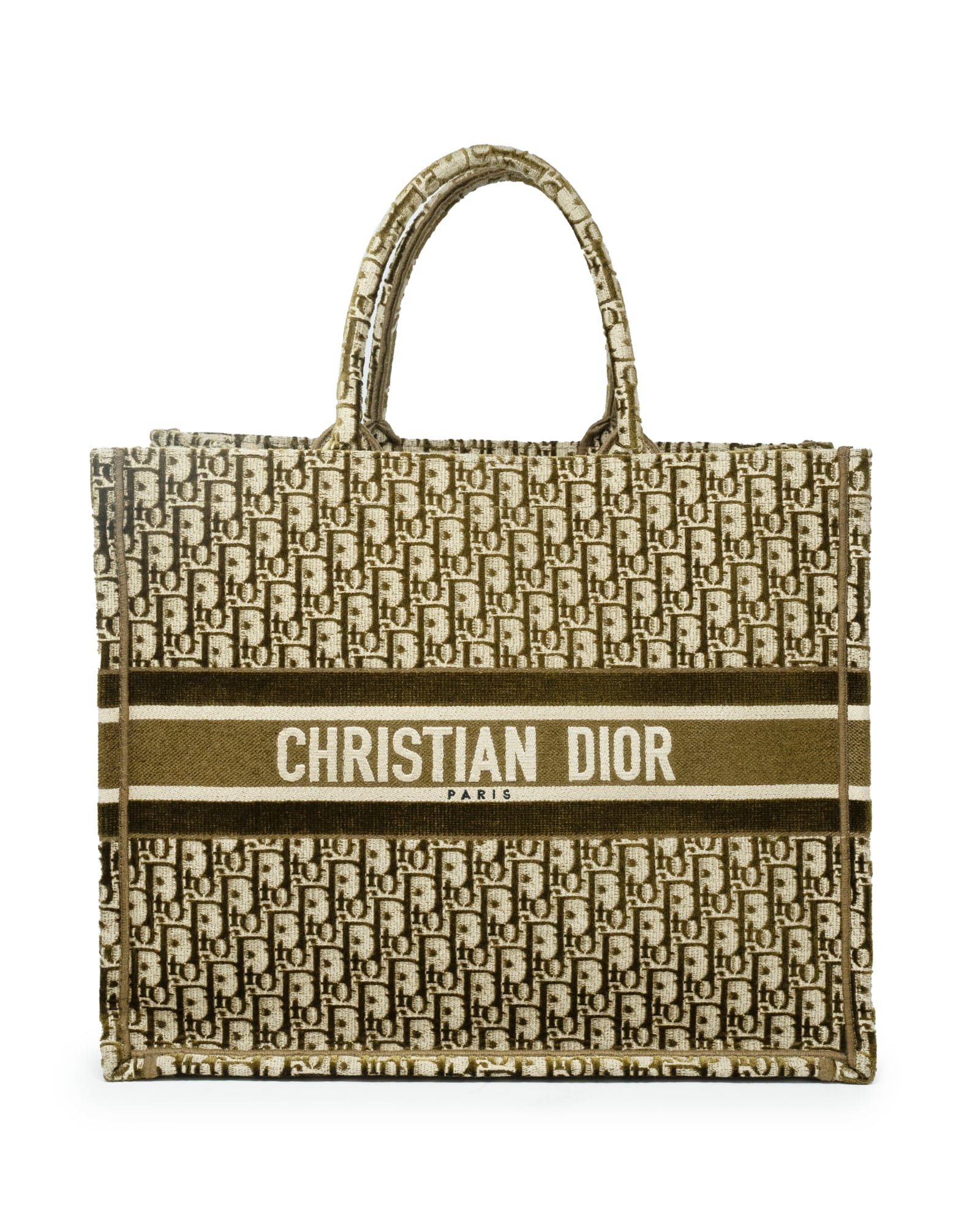 Christian Dior Christian Dior Khaki Velvet Book tote  ADL2075