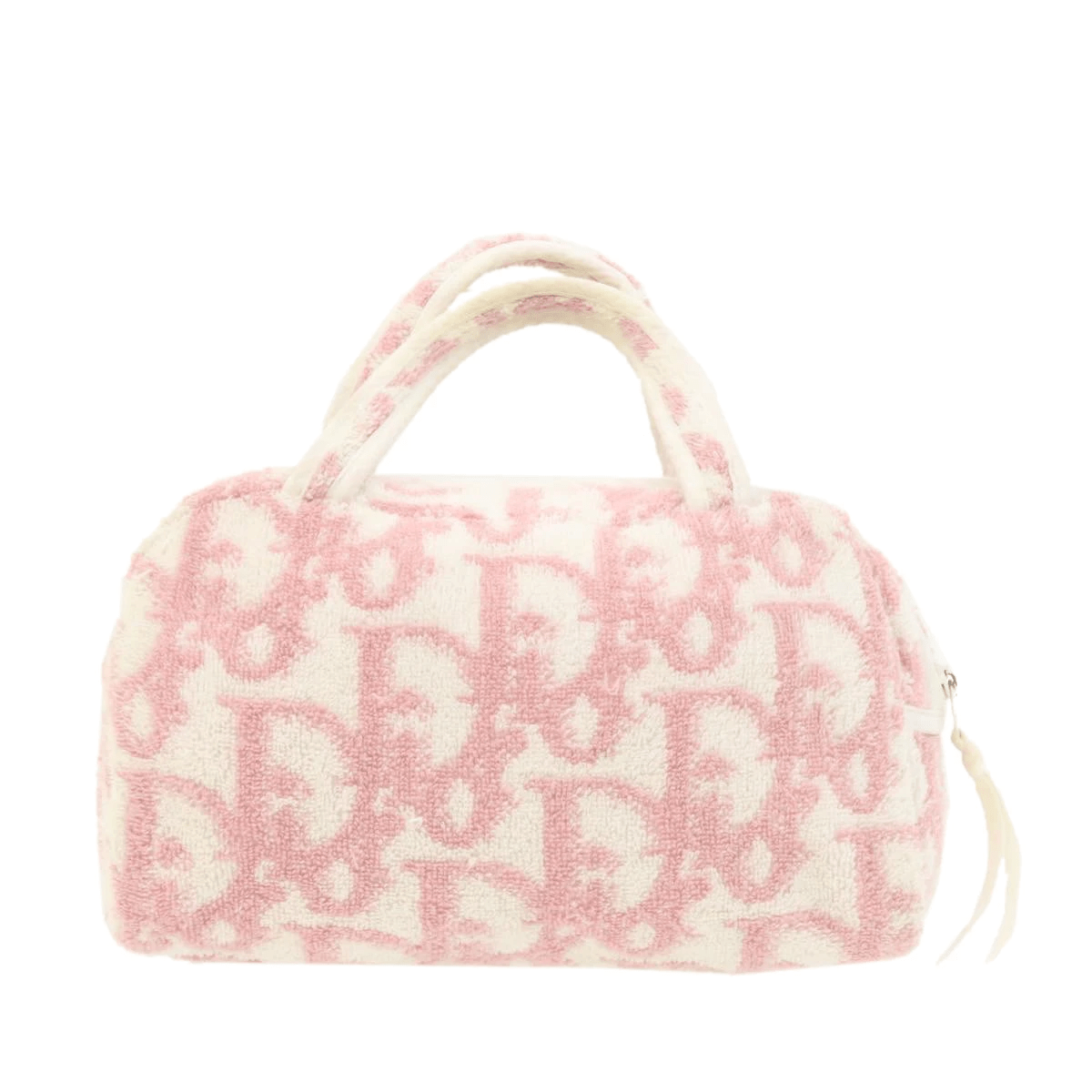 Christian Dior CHRISTIAN DIOR Trotter Mini Hand Bag White Pink Pile Auth ar3611