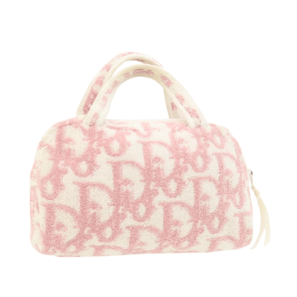 Christian Dior CHRISTIAN DIOR Trotter Mini Hand Bag White Pink Pile Auth ar3611