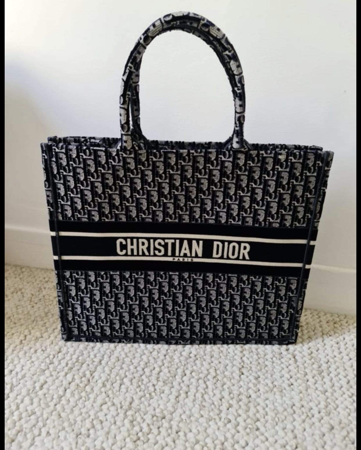 Christian Dior Dior large Book Tote Bag Blue Velvet Oblique - ASL1543