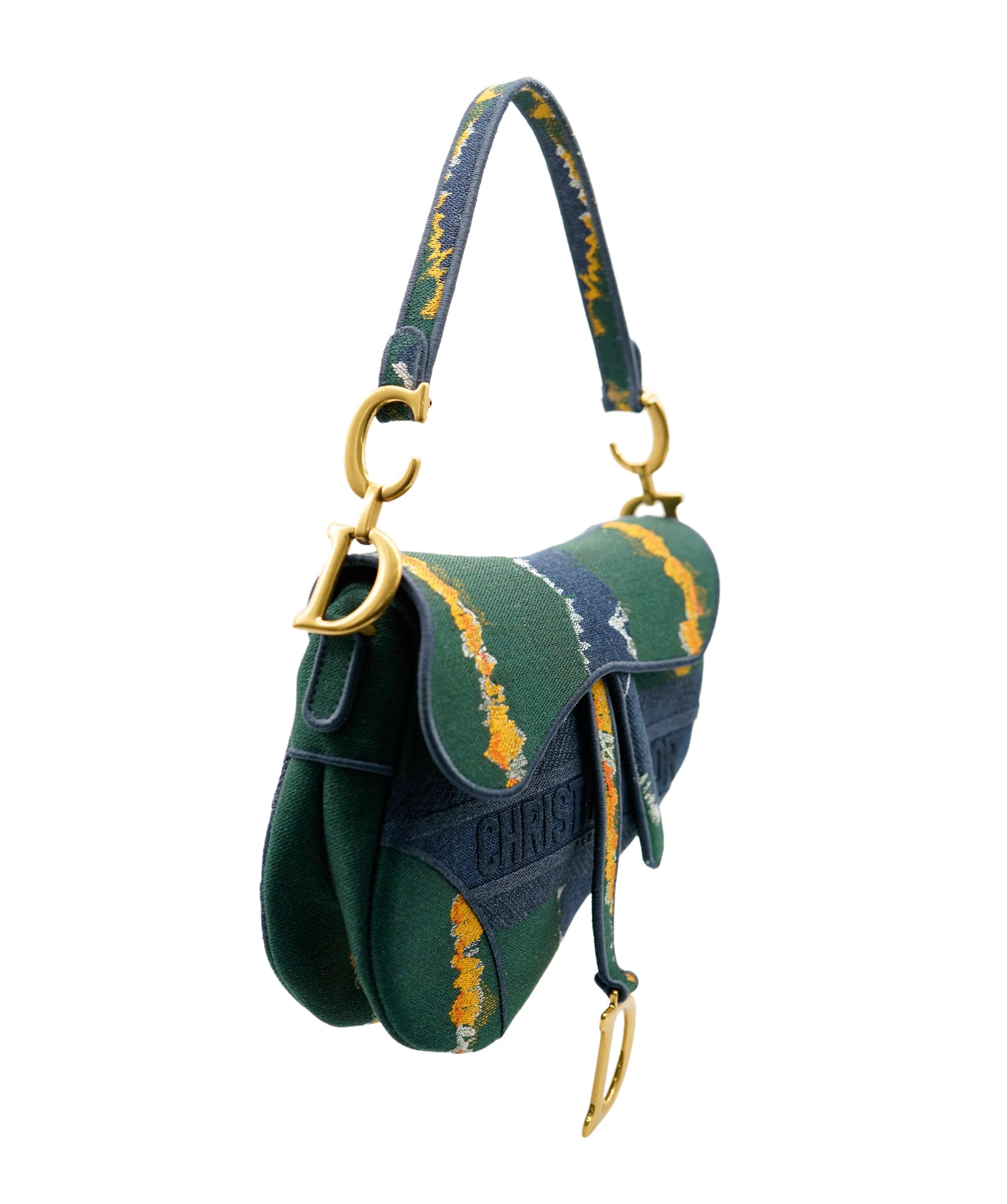 Christian Dior Dior Medium Saddle blue/yellow/green canvas ASL6757