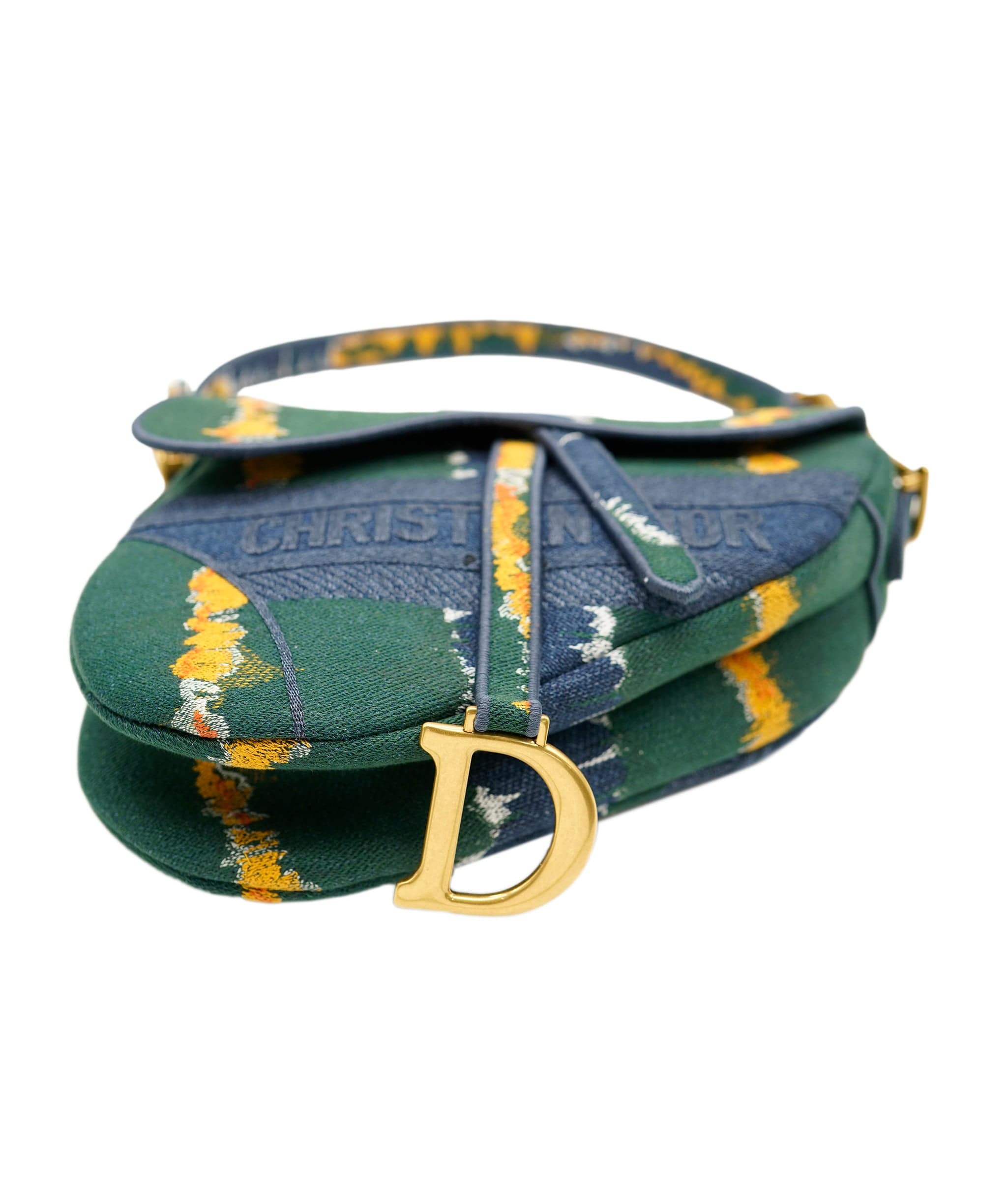 Christian Dior Dior Medium Saddle blue/yellow/green canvas ASL6757